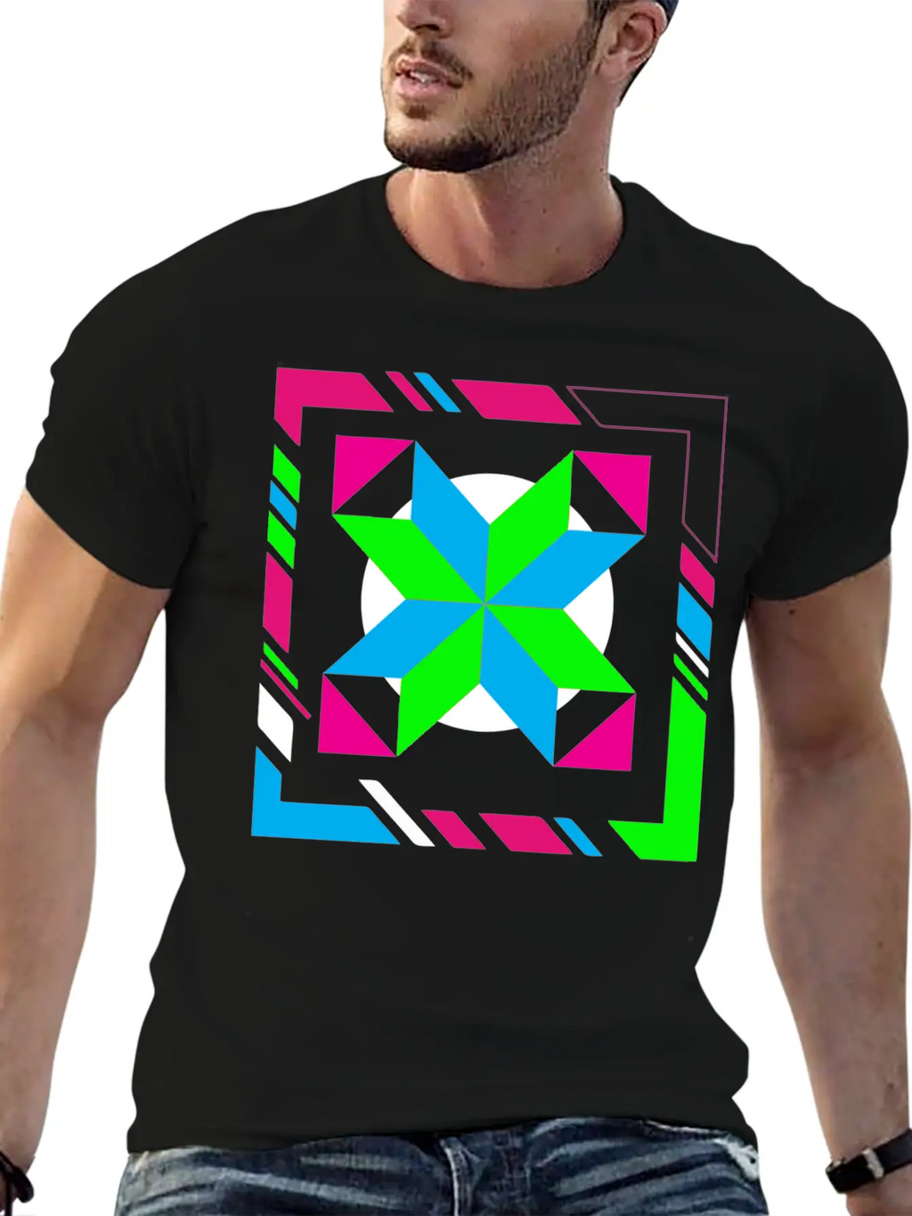 Green And Blue Abstract Art Timeless Short Sleeve Tee – Comfy And Minimalist Design