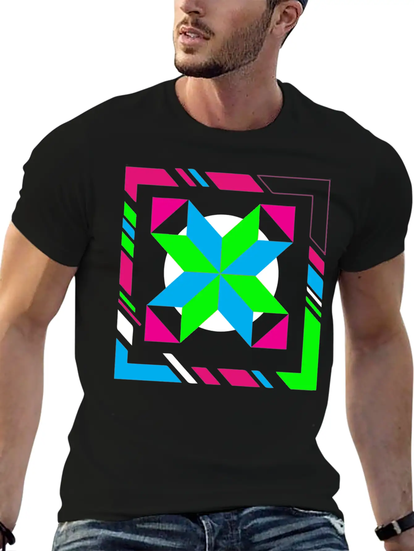 Green And Blue Abstract Art Timeless Short Sleeve Tee – Comfy And Minimalist Design