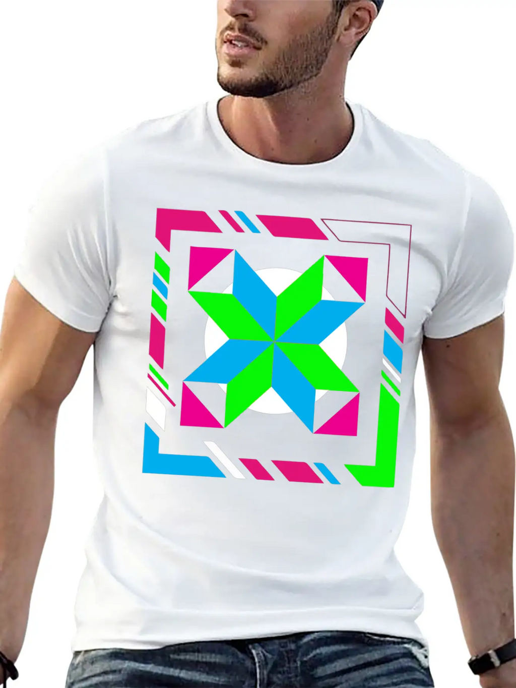 Green And Blue Abstract Art Timeless Short Sleeve Tee – Comfy And Minimalist Design