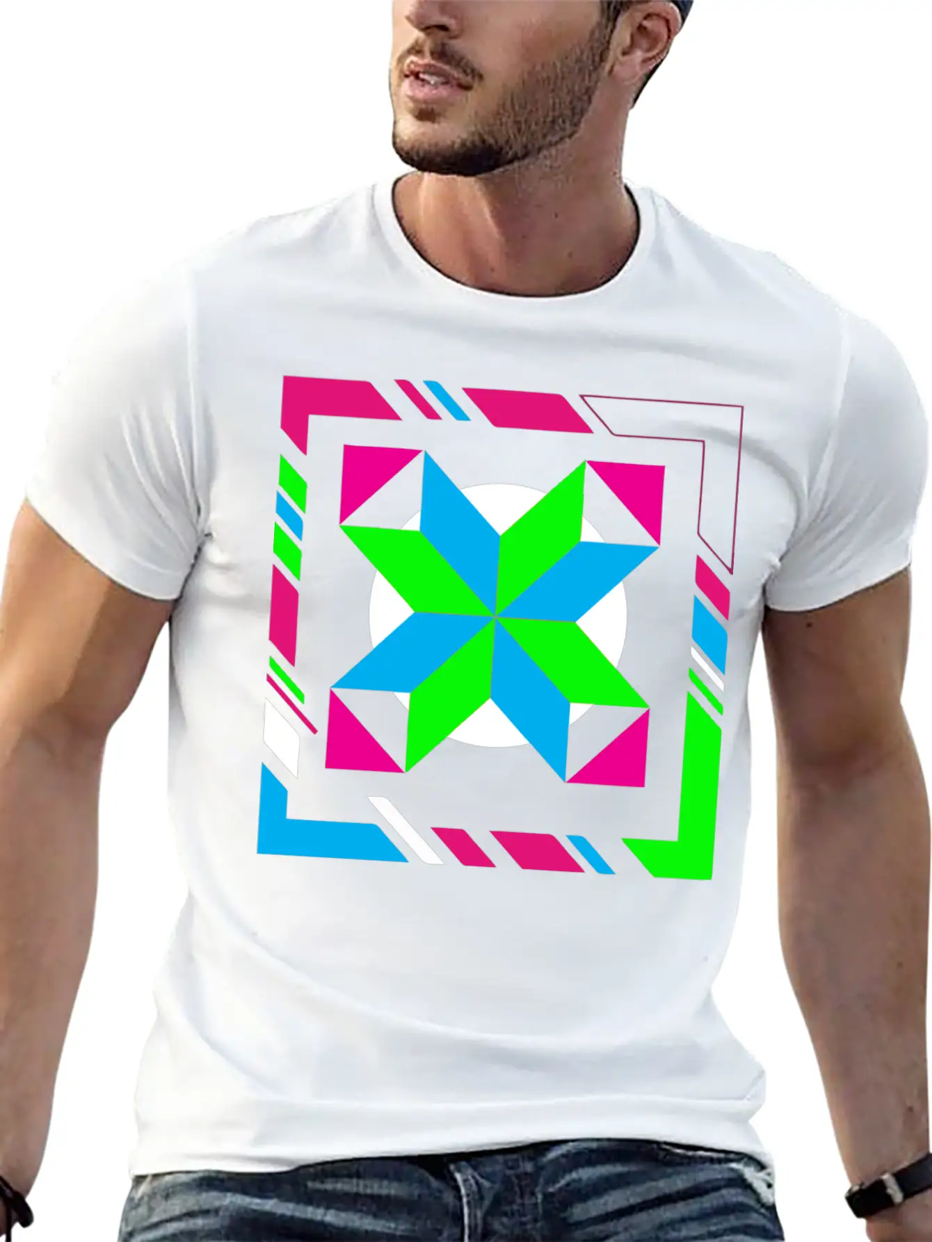 Green And Blue Abstract Art Timeless Short Sleeve Tee – Comfy And Minimalist Design