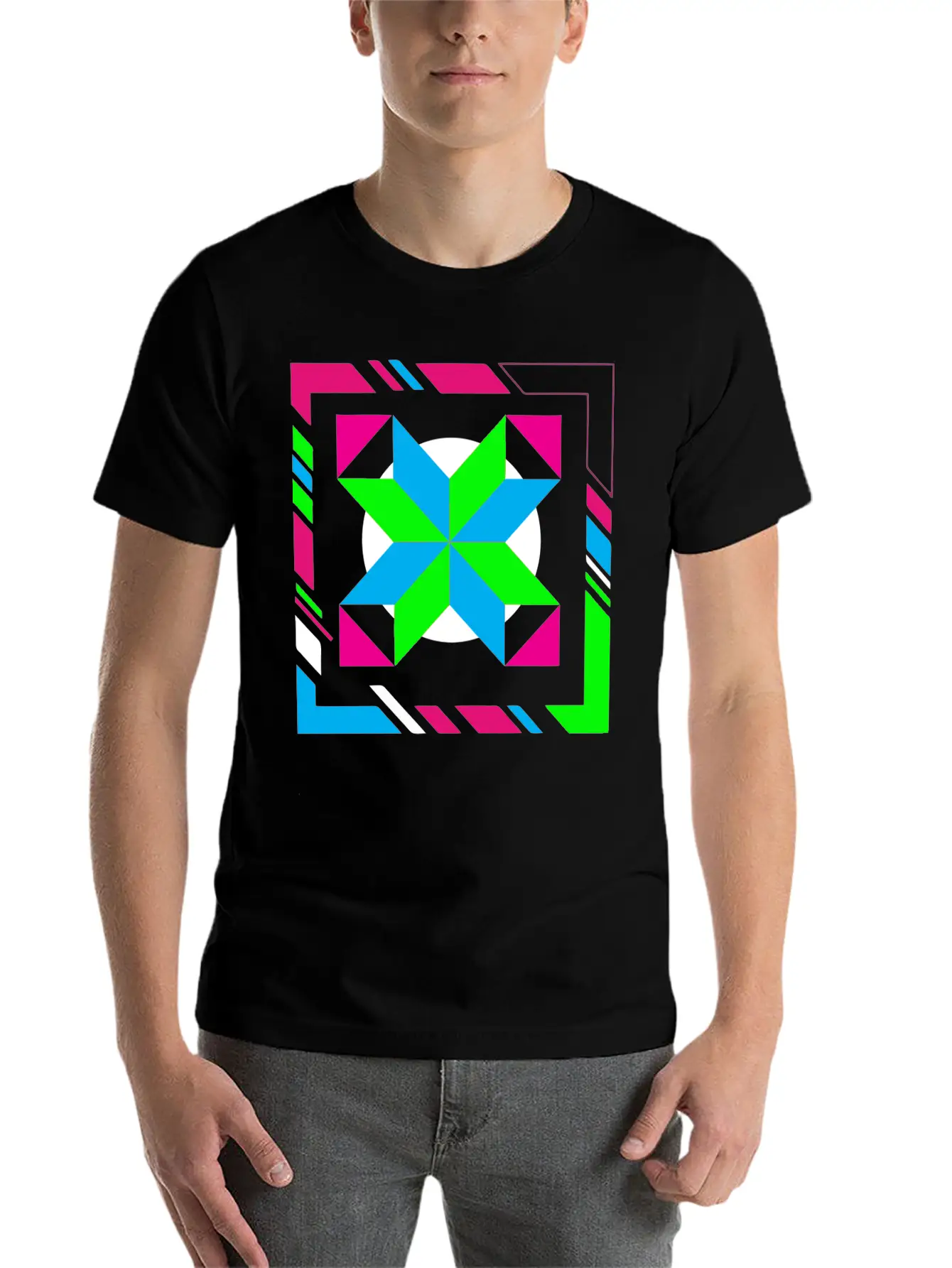 Green And Blue Abstract Art Timeless Short Sleeve Tee – Comfy And Minimalist Design