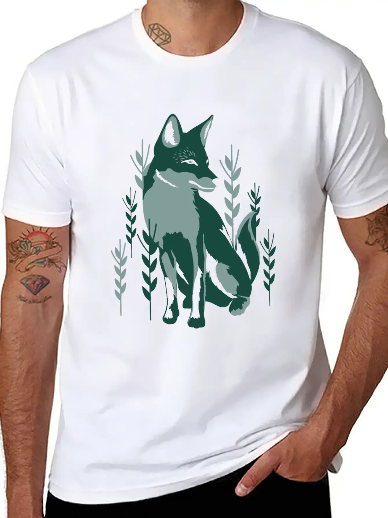Green Fox Unisex Casual T-Shirt – Clean Design For Daily Comfort