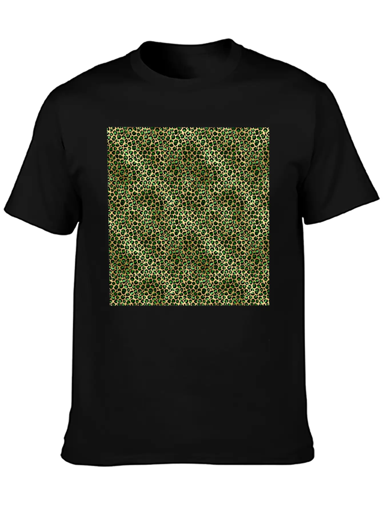 Green Gold Leopard Pattern Stylish Everyday T-Shirt – Unisex Basic Cotton Tee