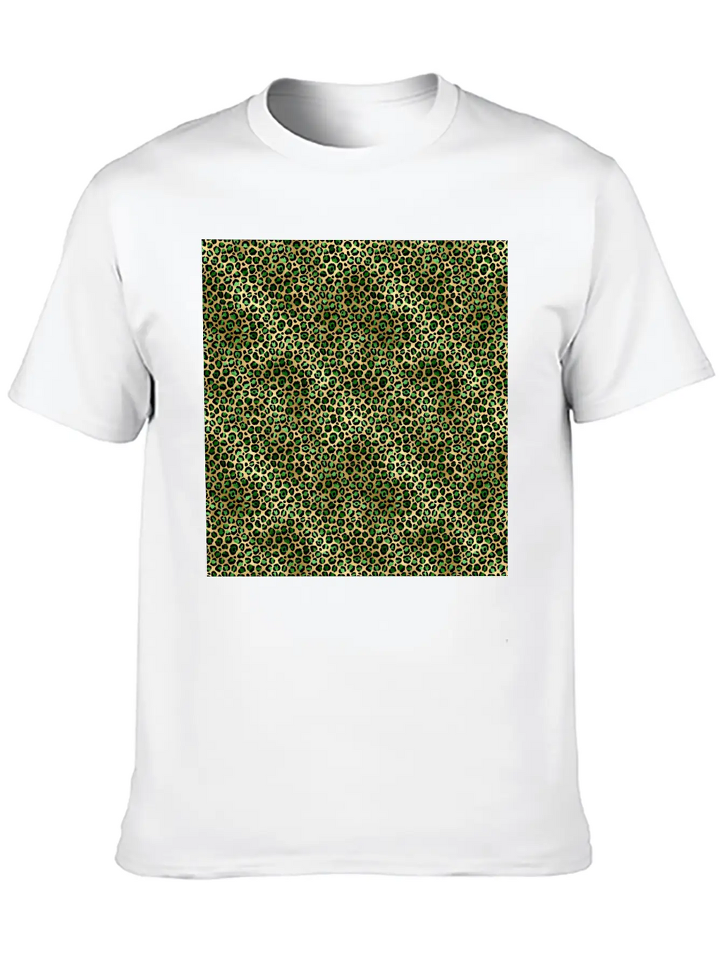 Green Gold Leopard Pattern Stylish Everyday T-Shirt – Unisex Basic Cotton Tee
