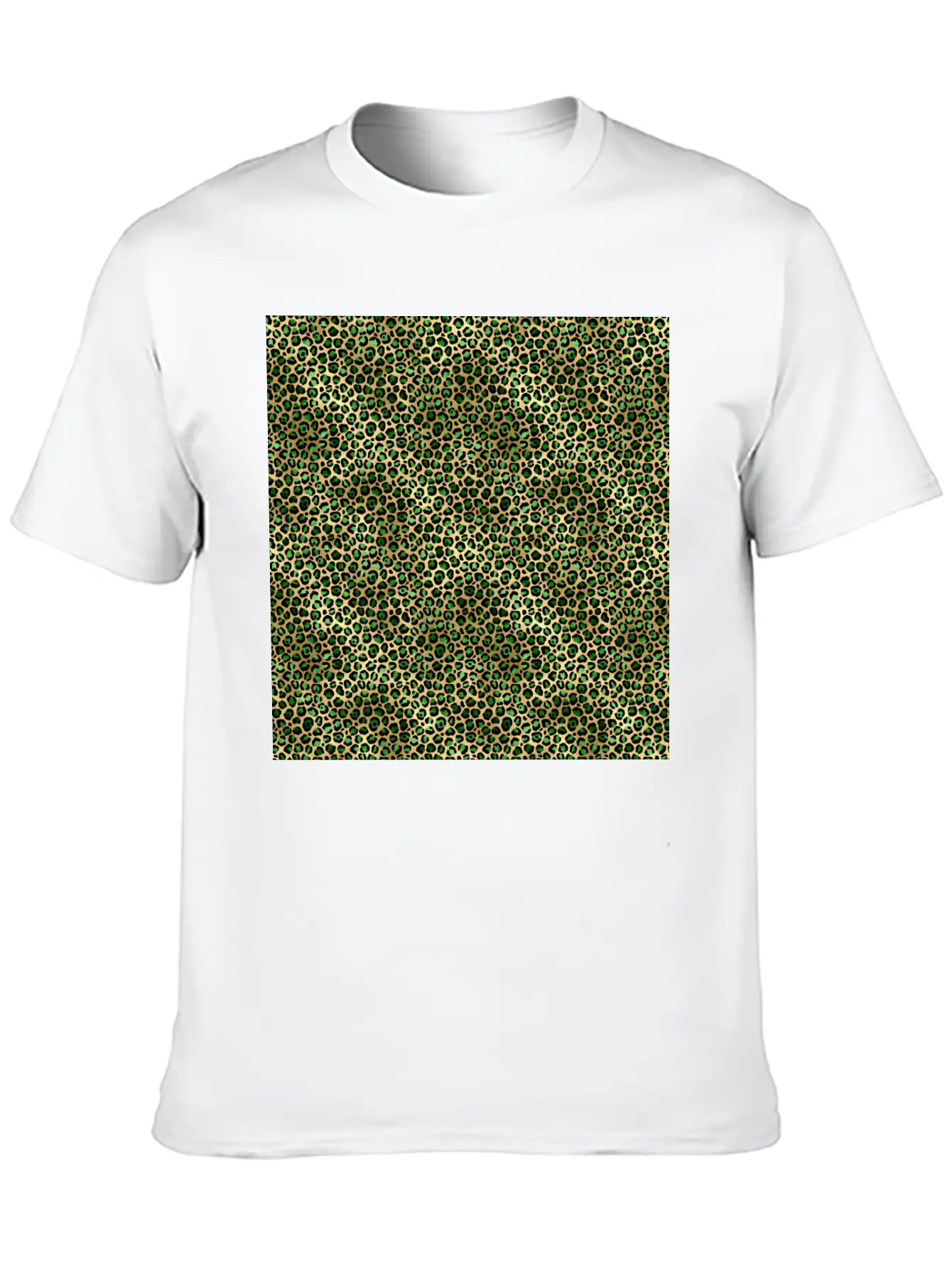 Green Gold Leopard Pattern Stylish Everyday T-Shirt – Unisex Basic Cotton Tee