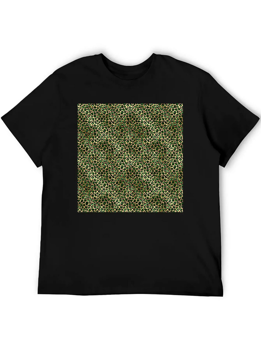 Green Gold Leopard Pattern Stylish Everyday T-Shirt – Unisex Basic Cotton Tee