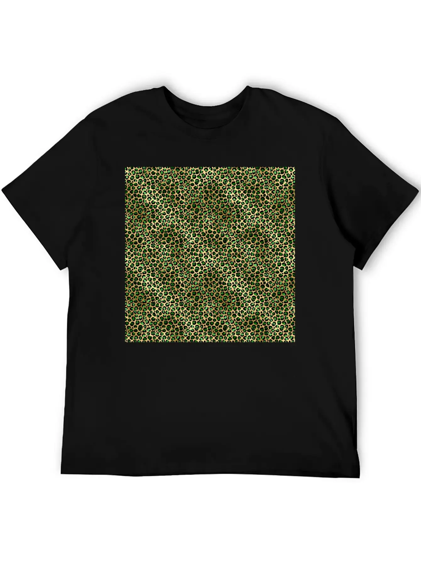 Green Gold Leopard Pattern Stylish Everyday T-Shirt – Unisex Basic Cotton Tee