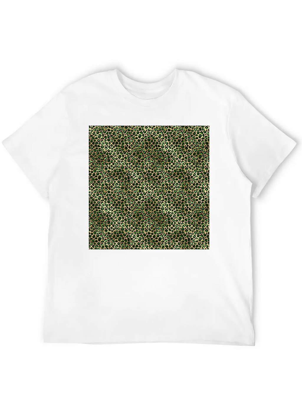 Green Gold Leopard Pattern Stylish Everyday T-Shirt – Unisex Basic Cotton Tee