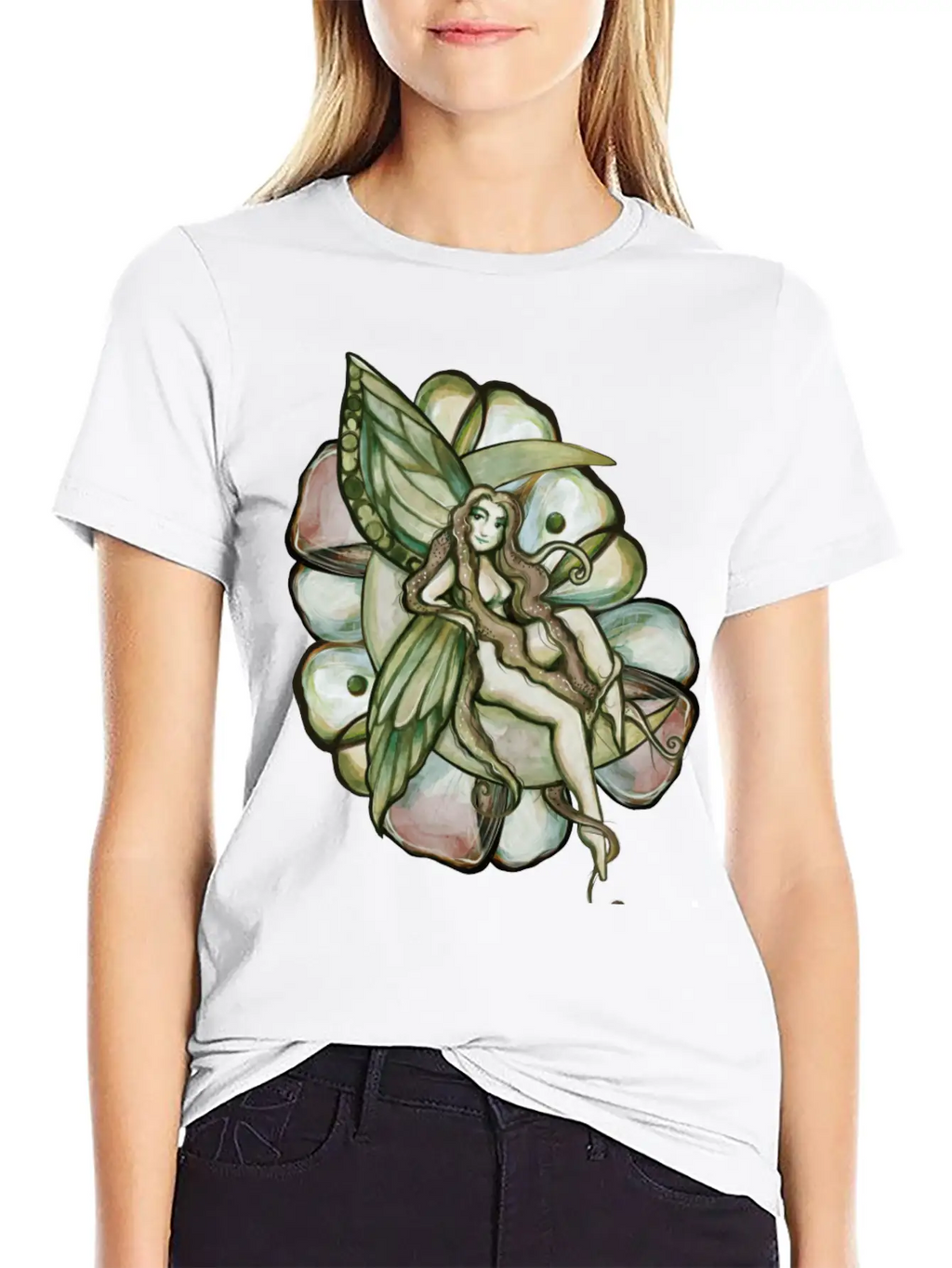 Green Moon Fairy Relaxed Everyday Tee – Lightweight And Durable Cotton