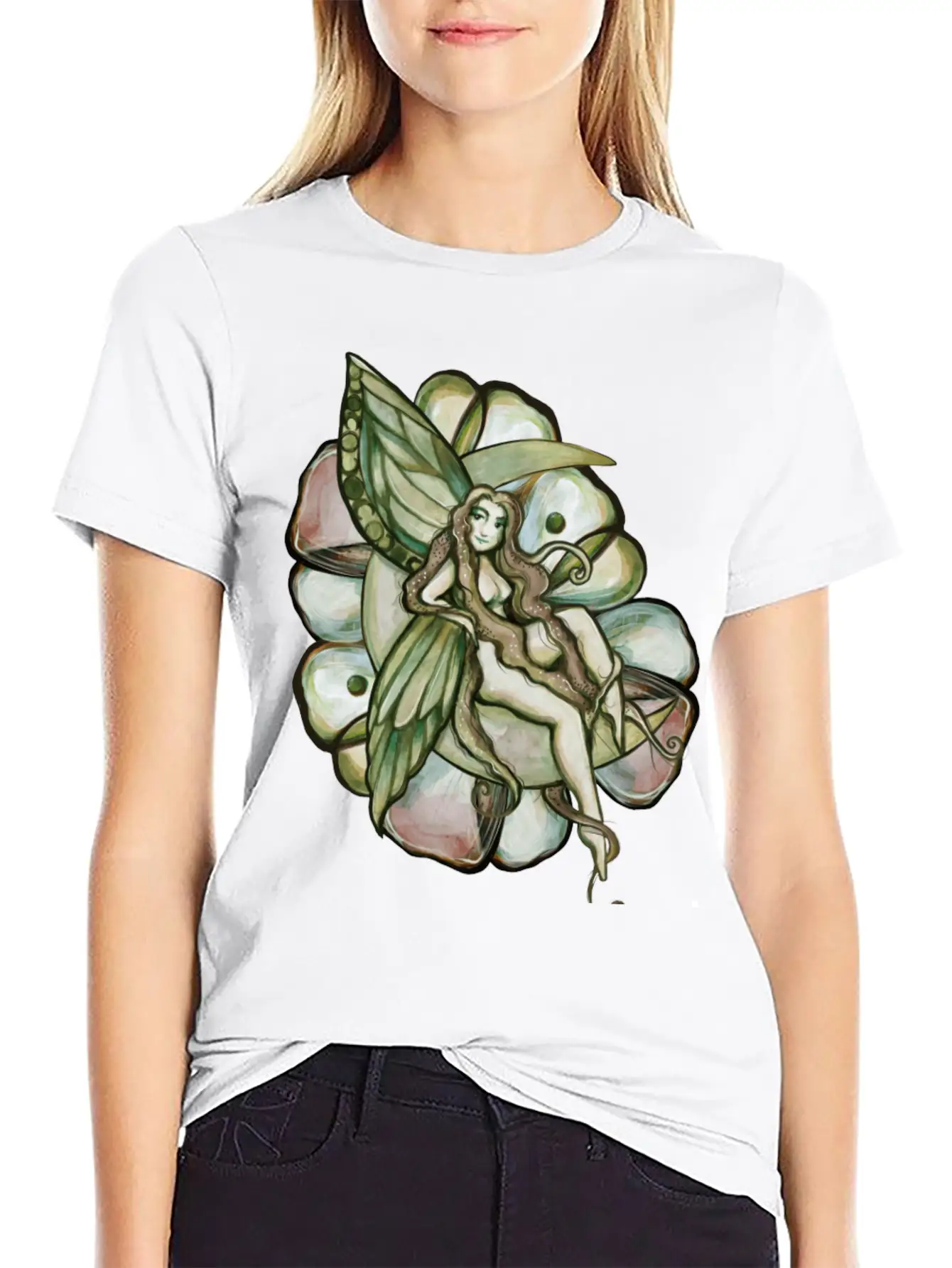 Green Moon Fairy Relaxed Everyday Tee – Lightweight And Durable Cotton