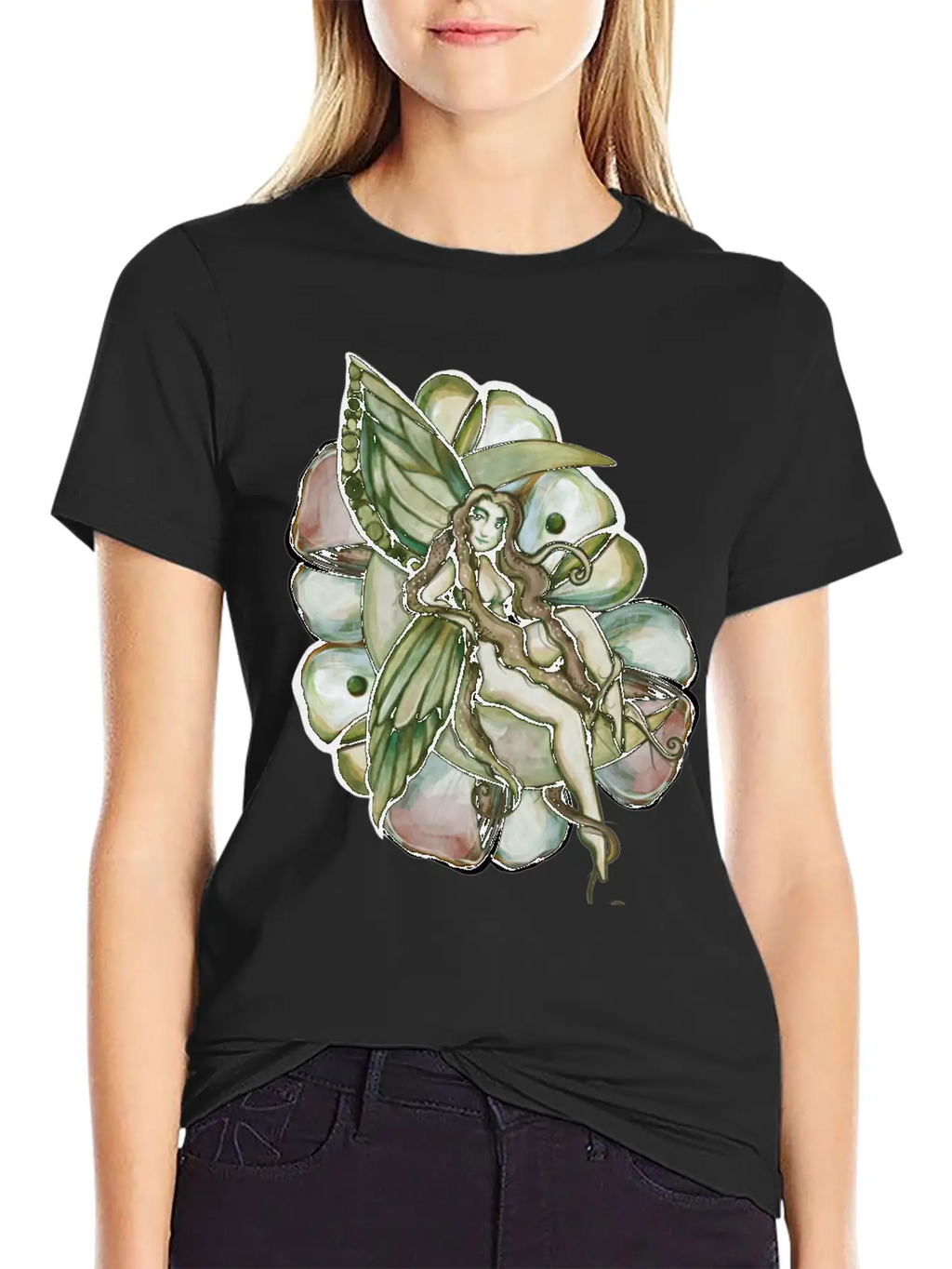 Green Moon Fairy Relaxed Everyday Tee – Lightweight And Durable Cotton