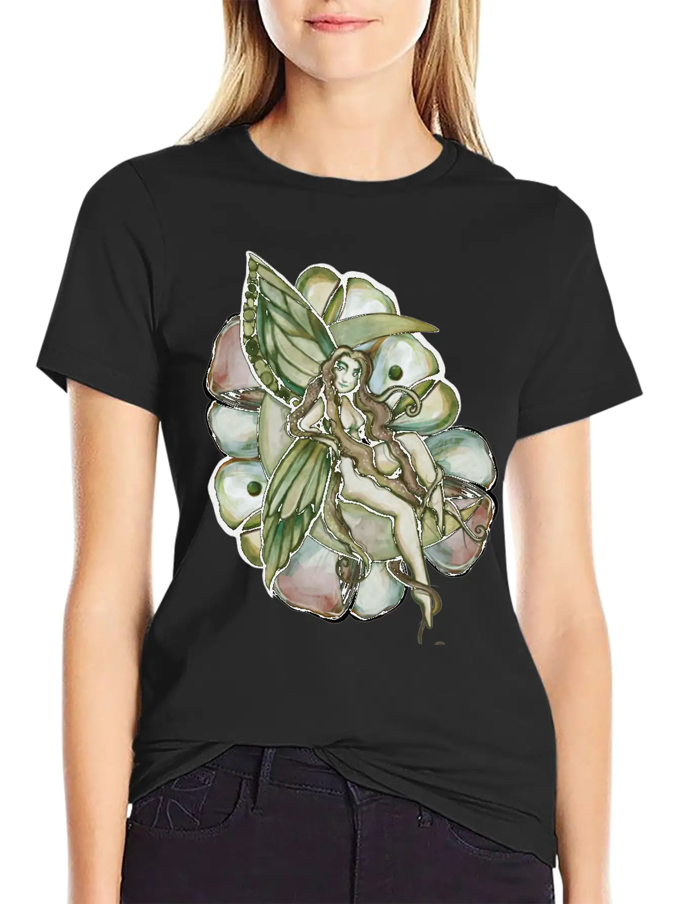 Green Moon Fairy Relaxed Everyday Tee – Lightweight And Durable Cotton