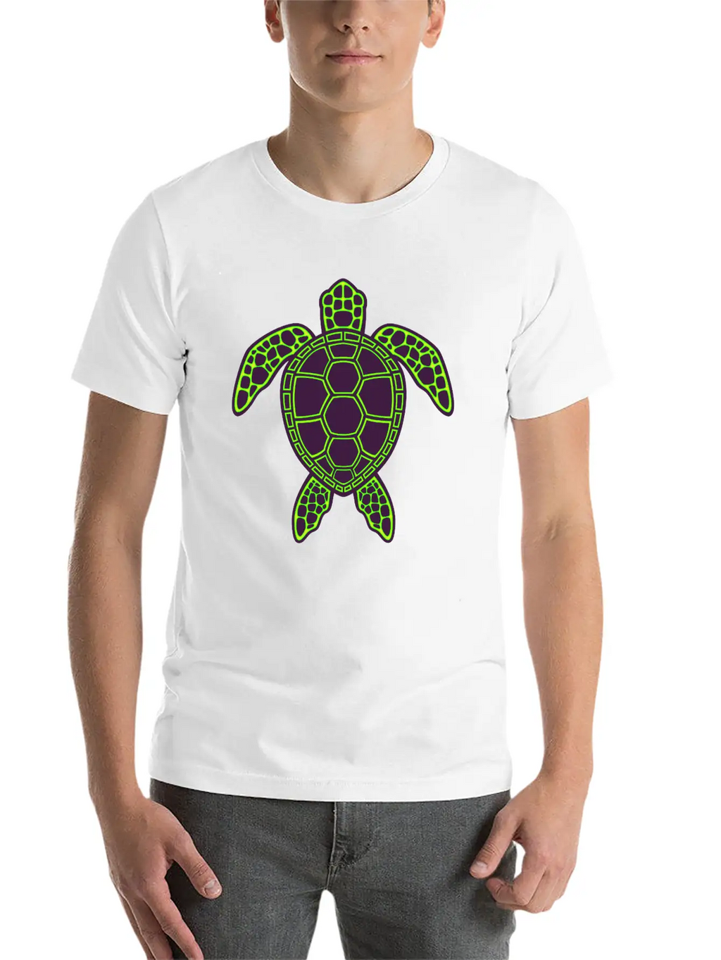 Green Neon Lava Sea Turtle Design Classic Cotton Tee – Unisex Comfort For Any Season