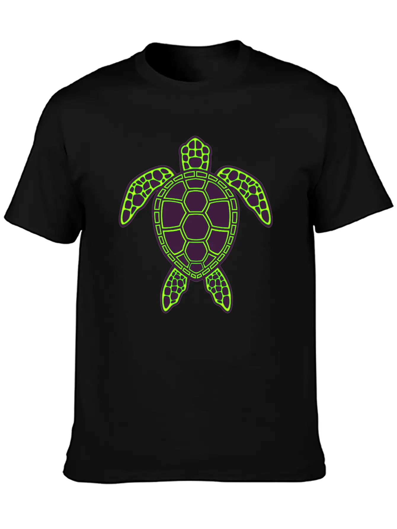 Green Neon Lava Sea Turtle Design Classic Cotton Tee – Unisex Comfort For Any Season