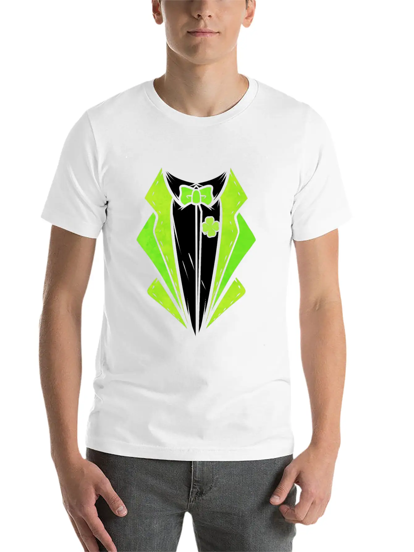 Green Outfit With Bow For St. Patricks Day Unisex Casual T-Shirt – Clean Design For Daily Comfort