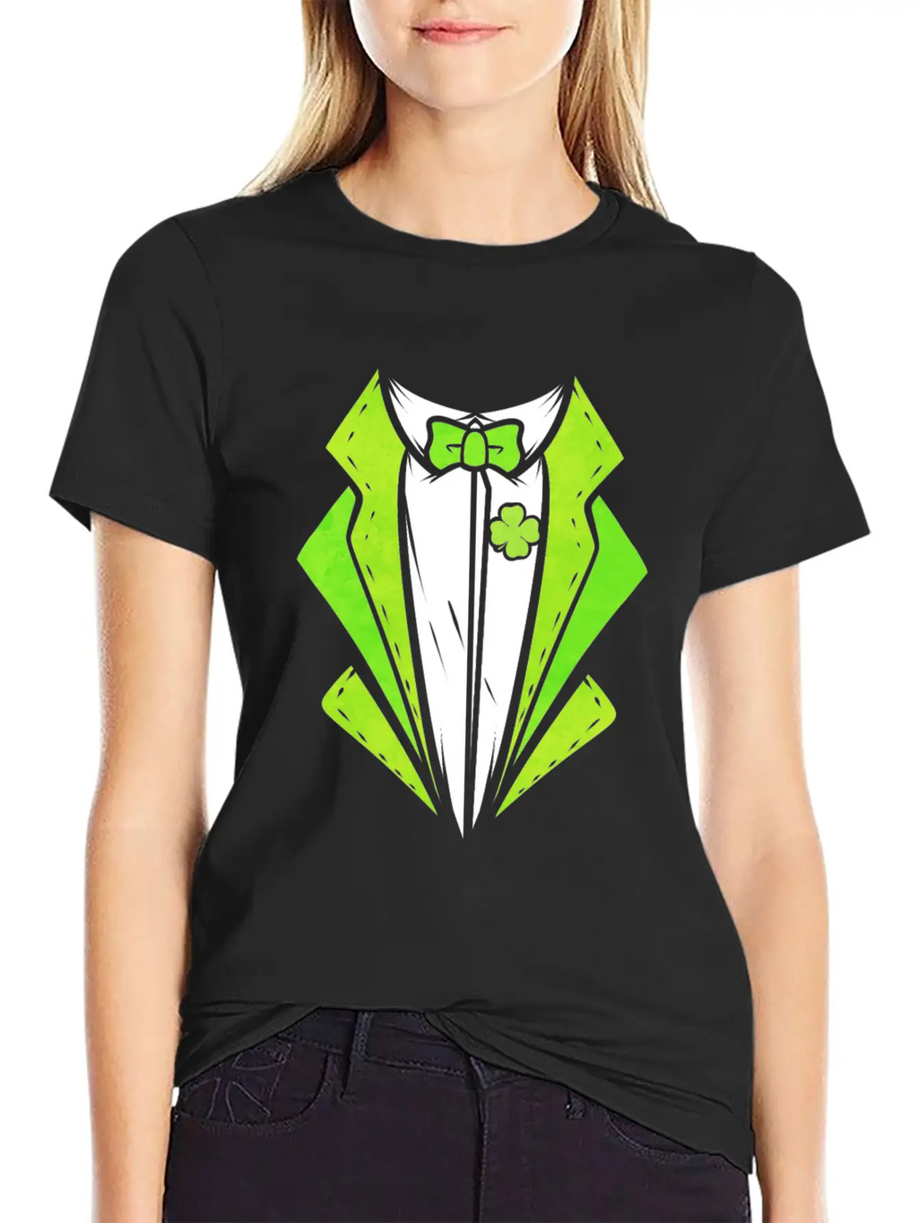 Green Outfit With Bow For St. Patricks Day Unisex Casual T-Shirt – Clean Design For Daily Comfort
