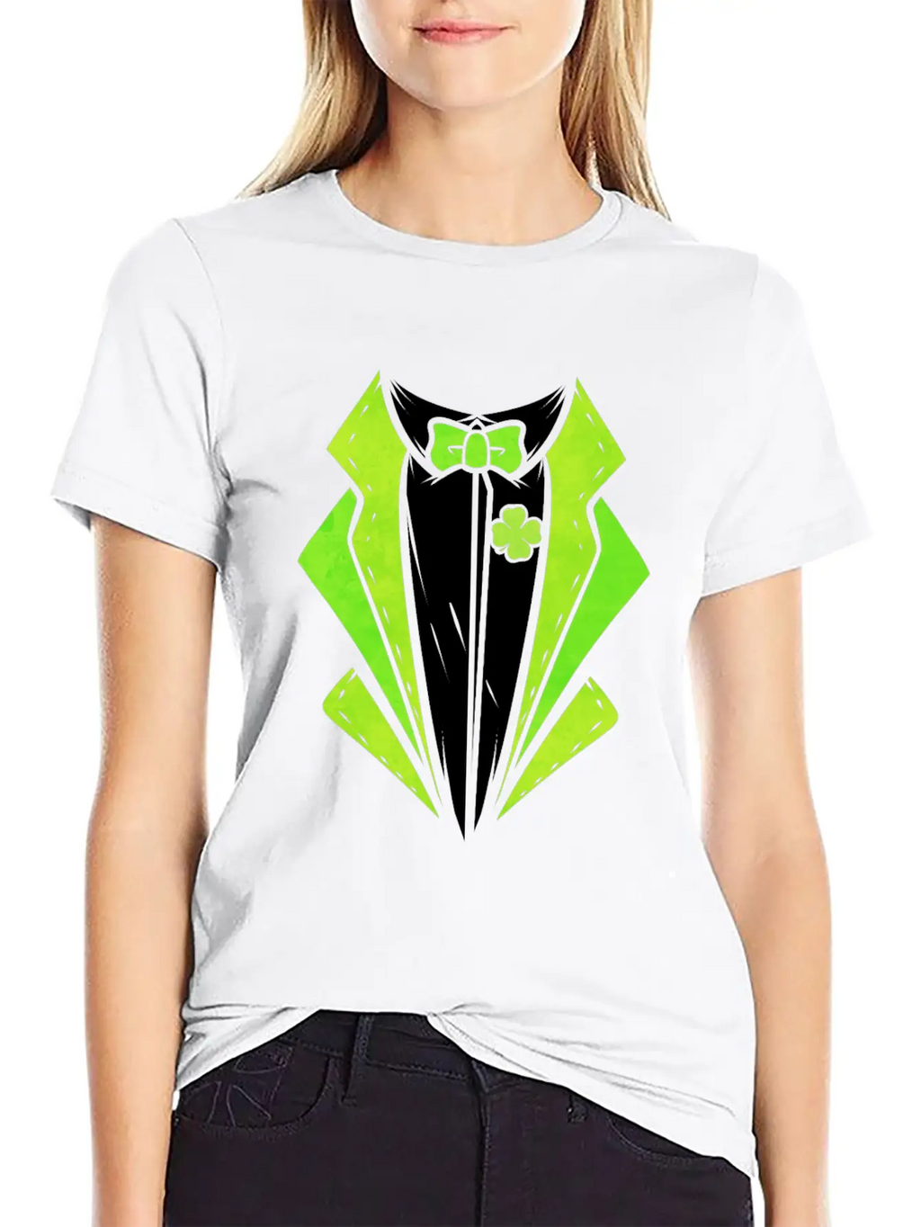 Green Outfit With Bow For St. Patricks Day Unisex Casual T-Shirt – Clean Design For Daily Comfort