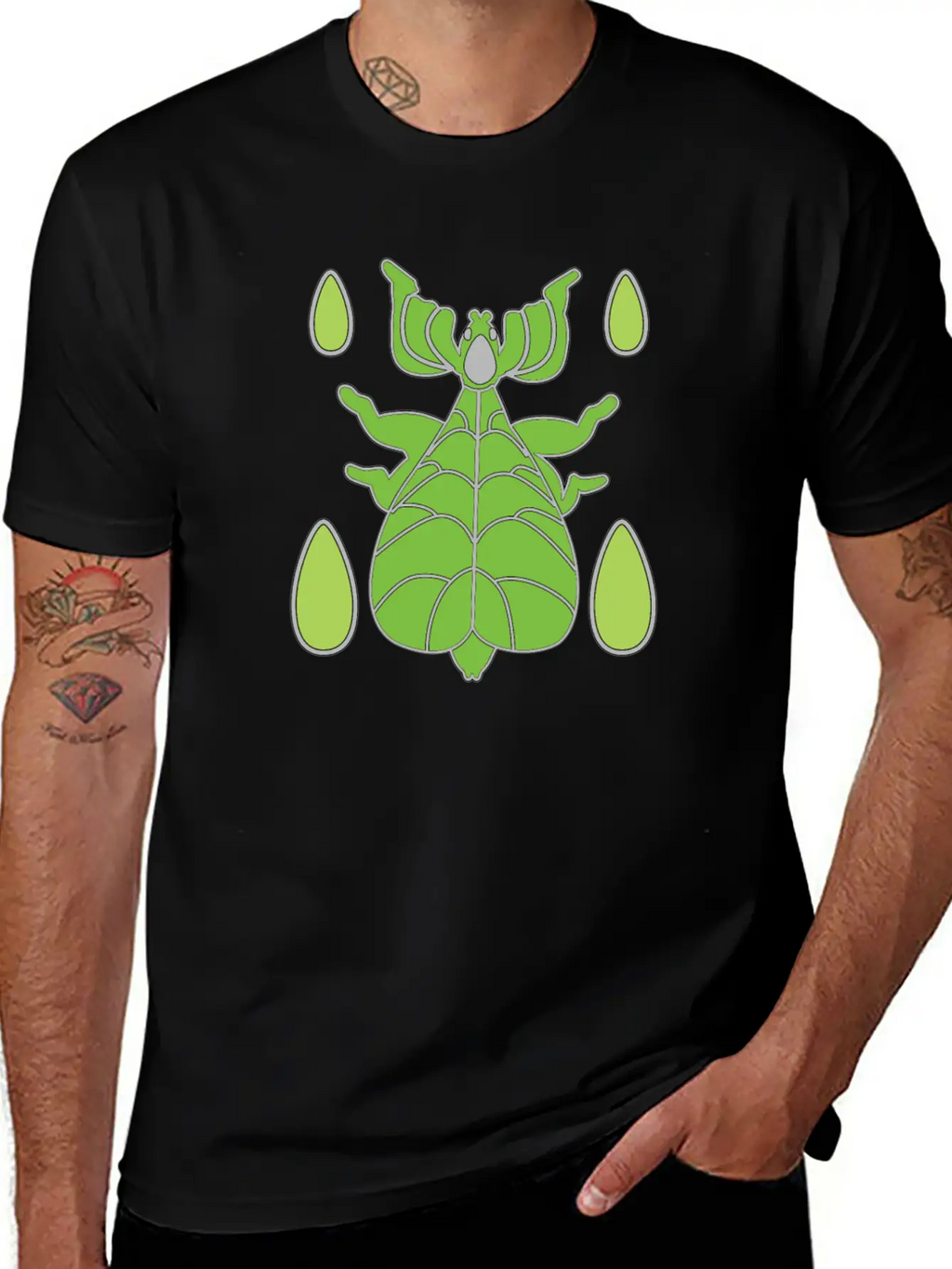 Green Walking Leaf Insect Unisex Casual T-Shirt – Clean Design For Daily Comfort