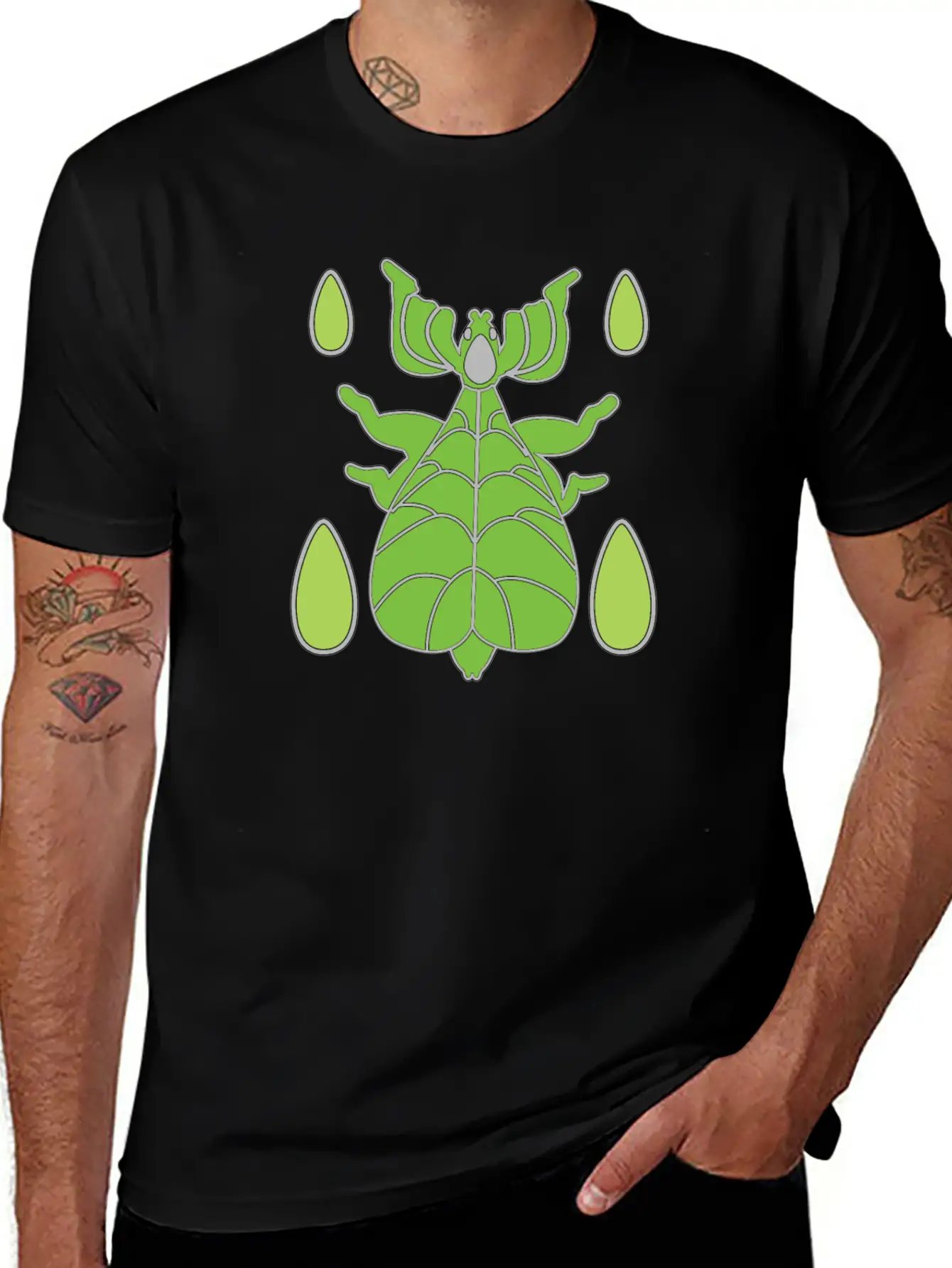 Green Walking Leaf Insect Unisex Casual T-Shirt – Clean Design For Daily Comfort