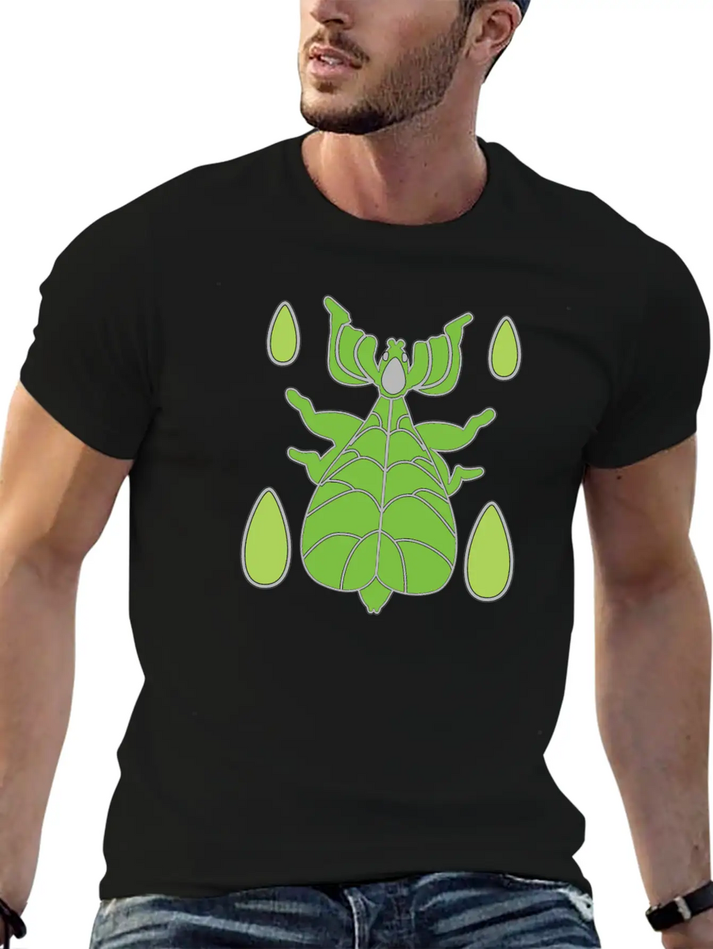 Green Walking Leaf Insect Unisex Casual T-Shirt – Clean Design For Daily Comfort