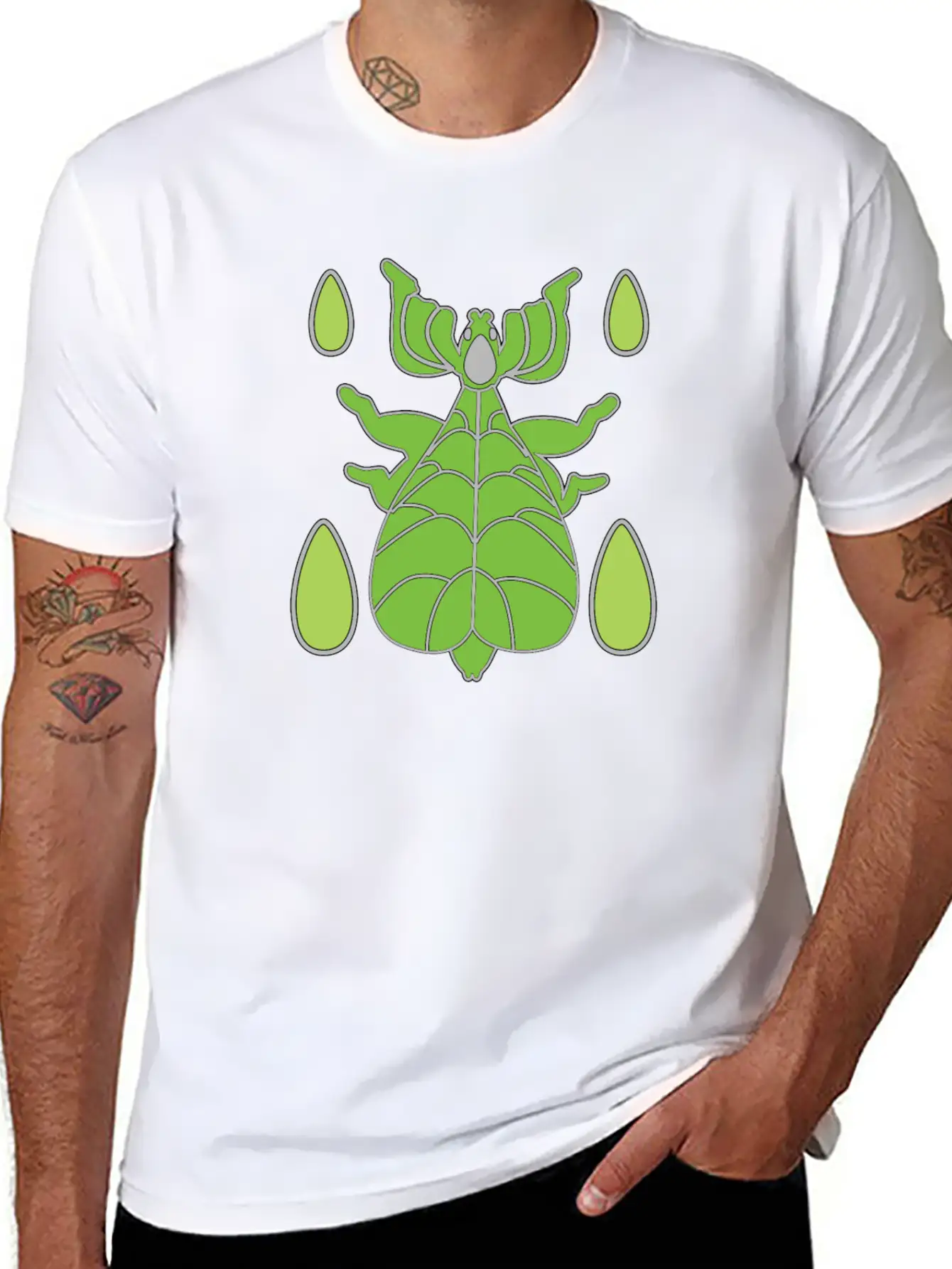 Green Walking Leaf Insect Unisex Casual T-Shirt – Clean Design For Daily Comfort