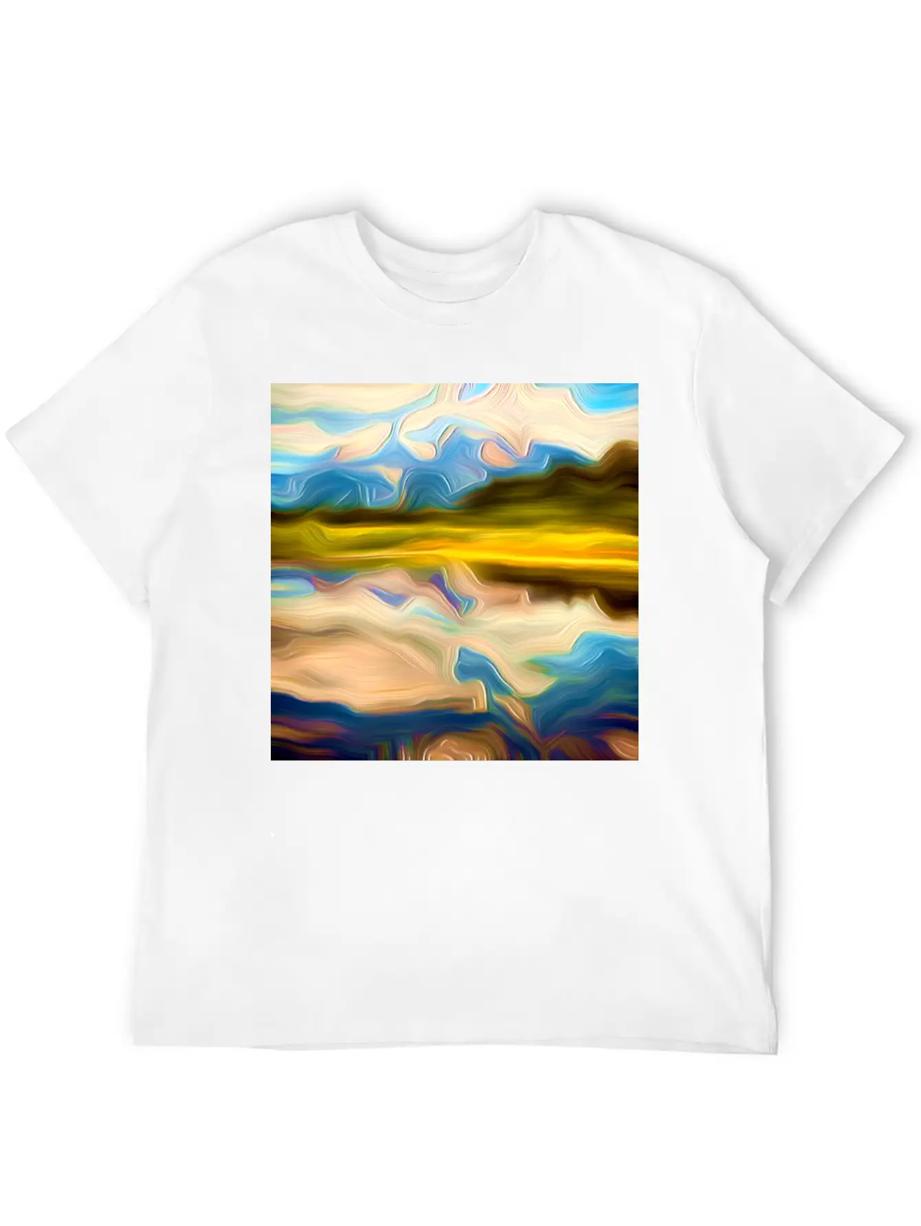 Greenlake Digital Art Abstract Painting Breathable Graphic T-Shirt – Perfect For Casual Days