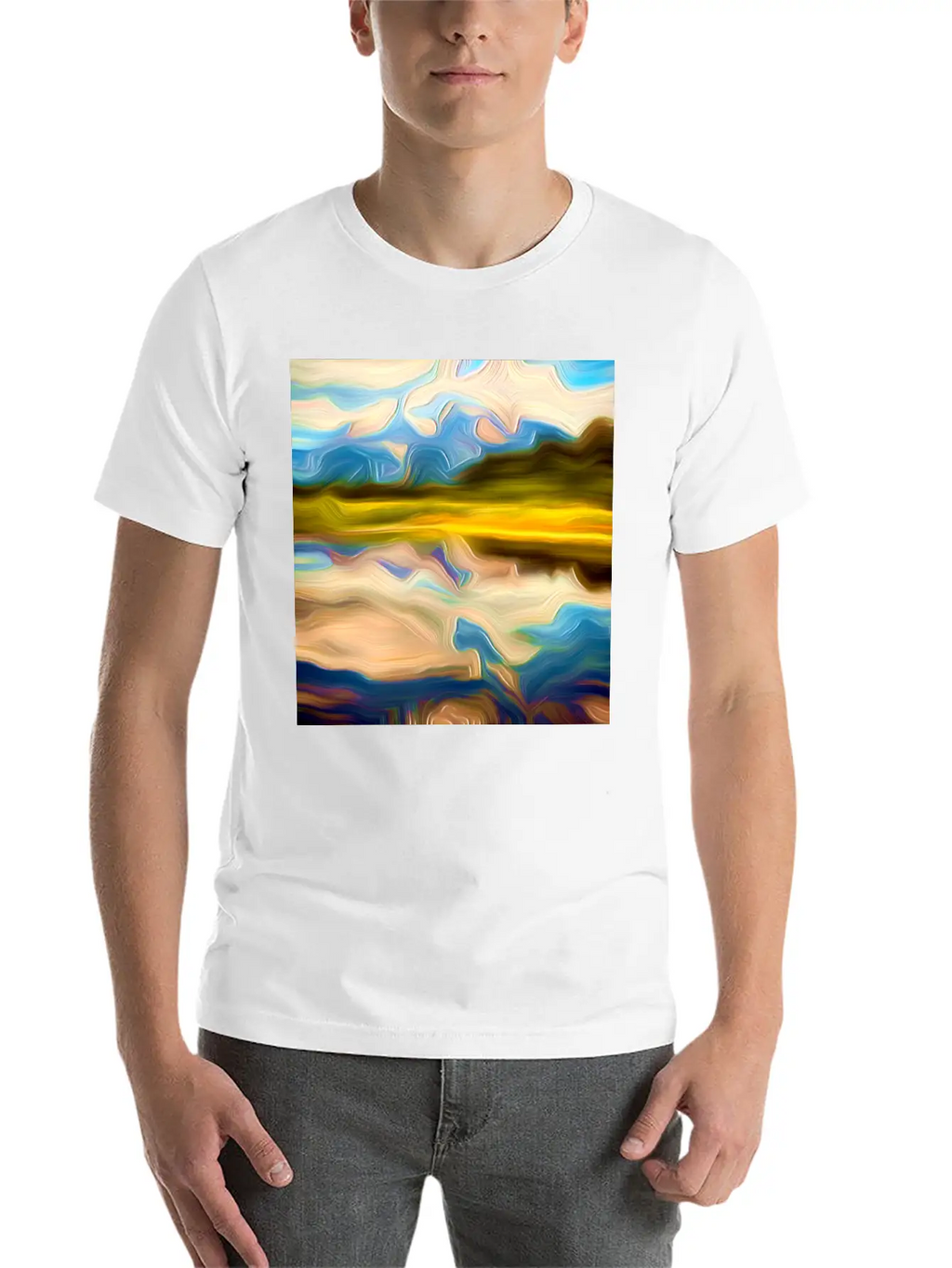 Greenlake Digital Art Abstract Painting Breathable Graphic T-Shirt – Perfect For Casual Days