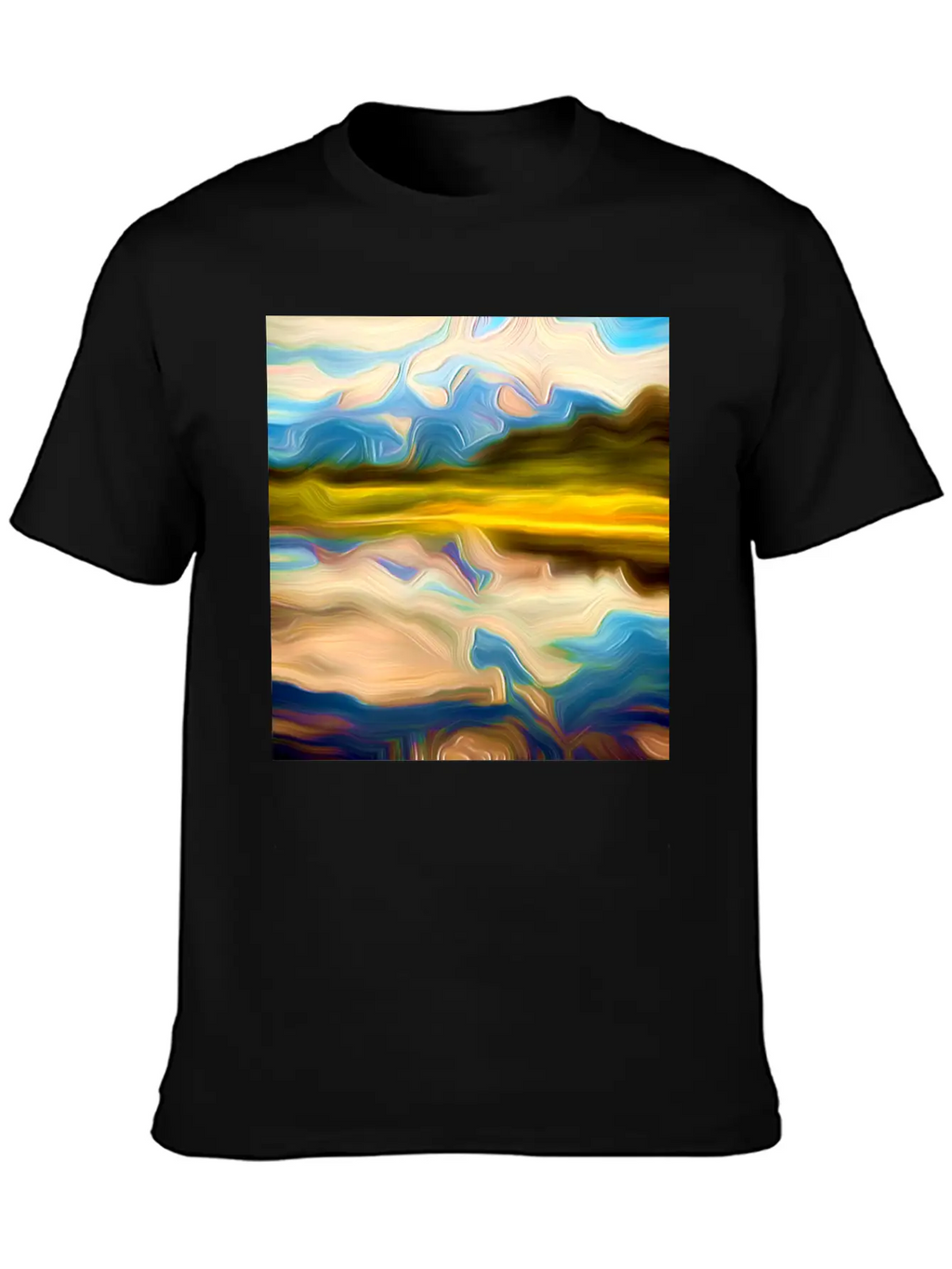 Greenlake Digital Art Abstract Painting Breathable Graphic T-Shirt – Perfect For Casual Days