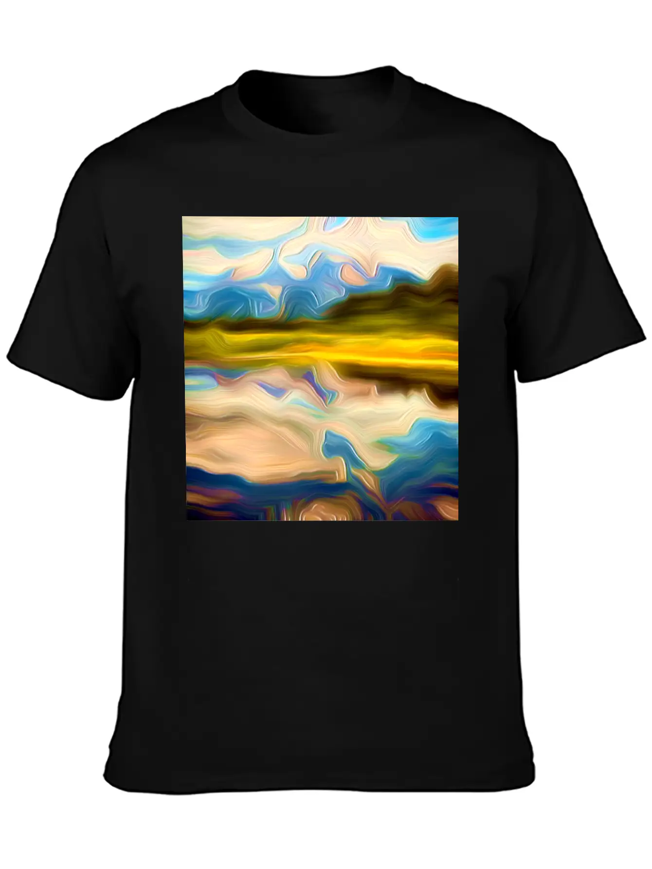 Greenlake Digital Art Abstract Painting Breathable Graphic T-Shirt – Perfect For Casual Days