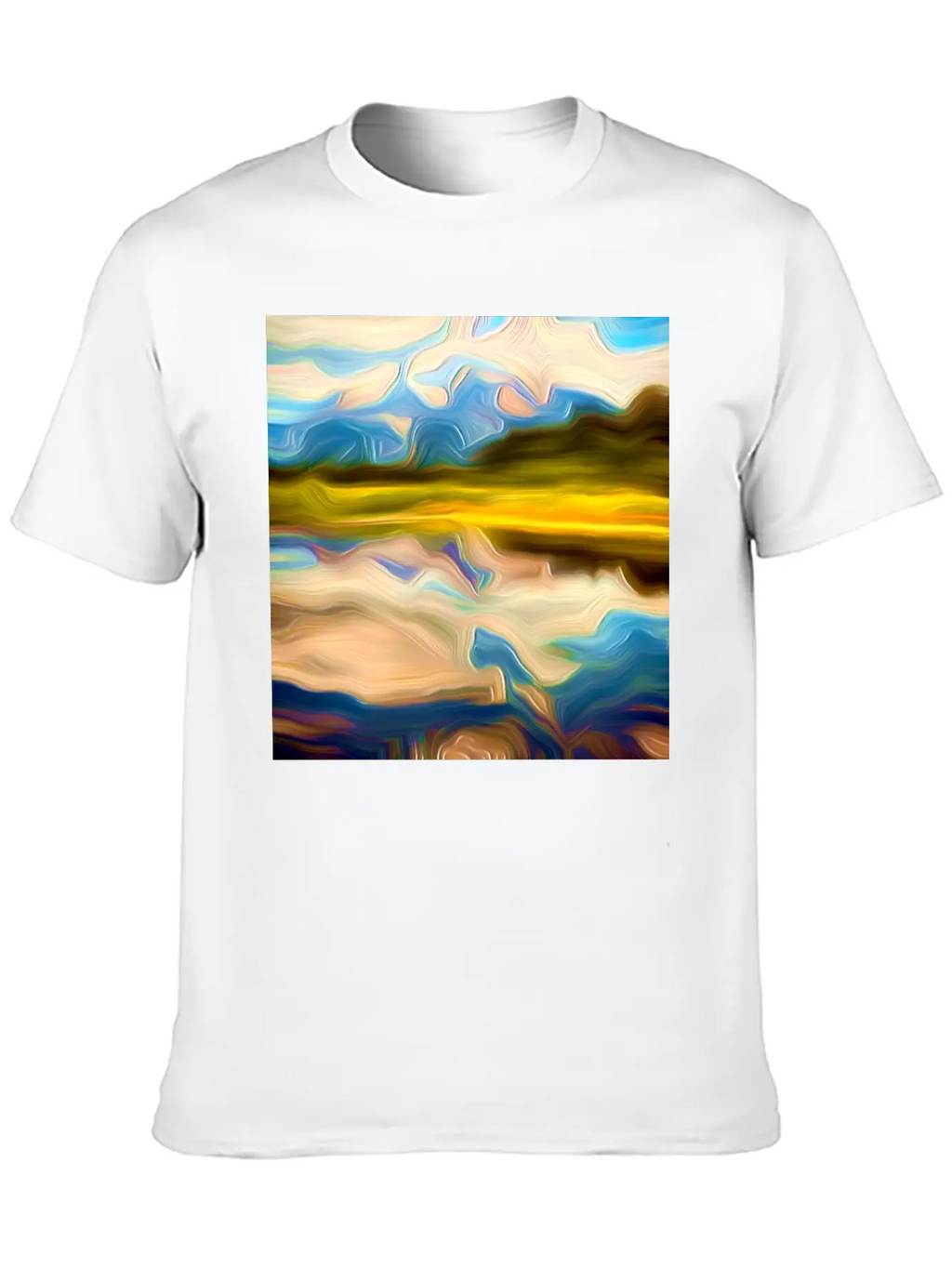 Greenlake Digital Art Abstract Painting Breathable Graphic T-Shirt – Perfect For Casual Days