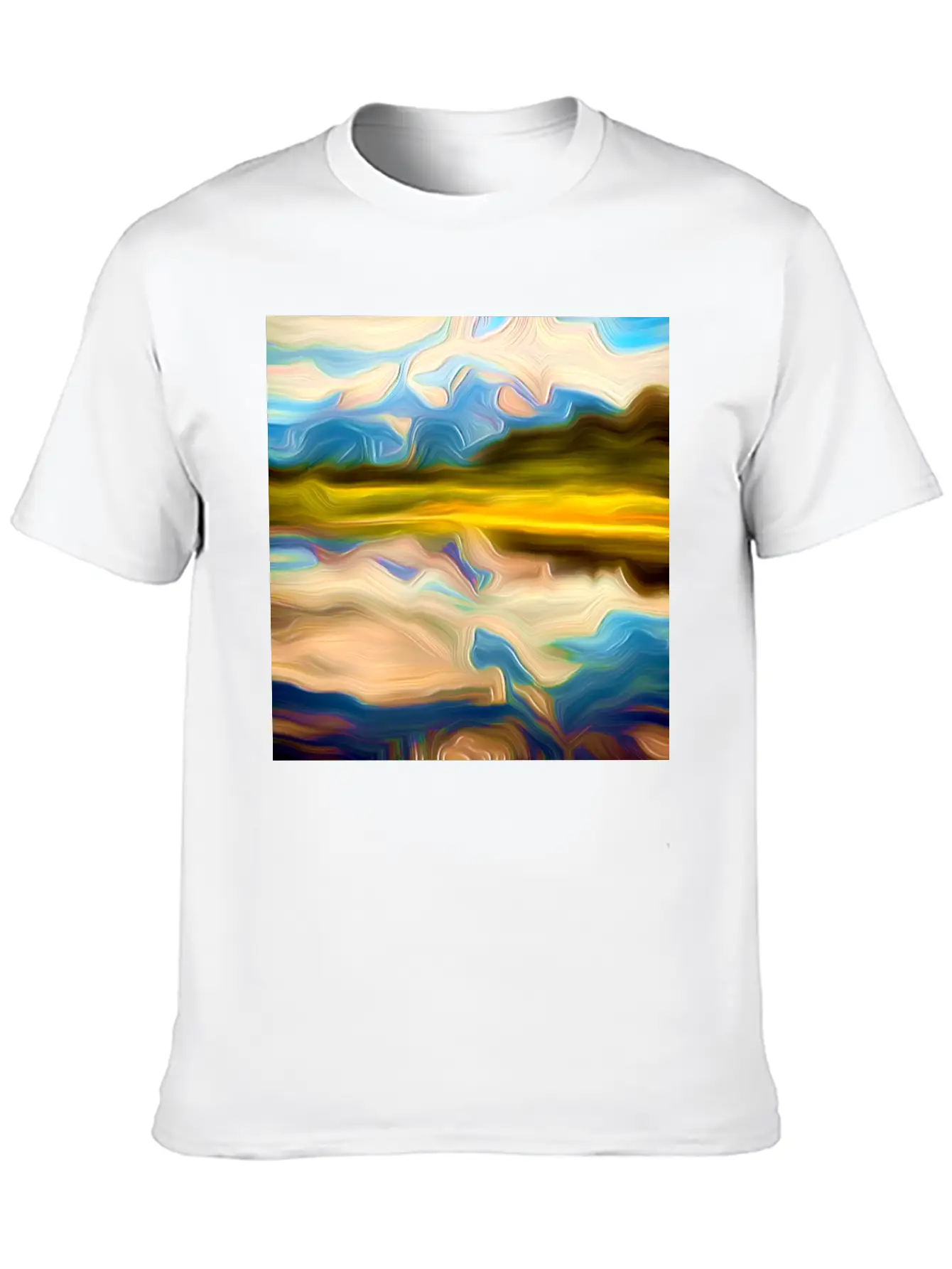 Greenlake Digital Art Abstract Painting Breathable Graphic T-Shirt – Perfect For Casual Days
