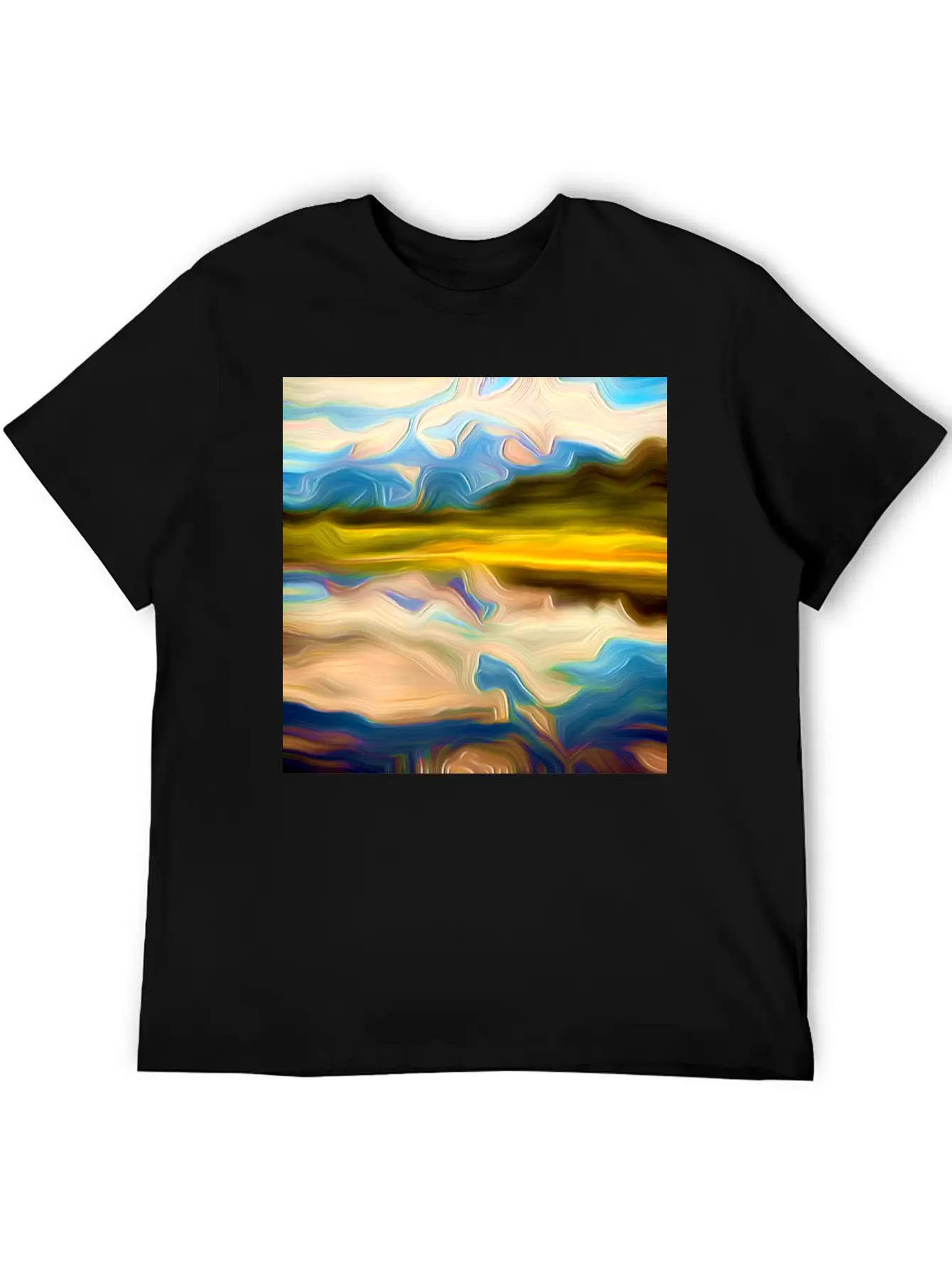 Greenlake Digital Art Abstract Painting Breathable Graphic T-Shirt – Perfect For Casual Days