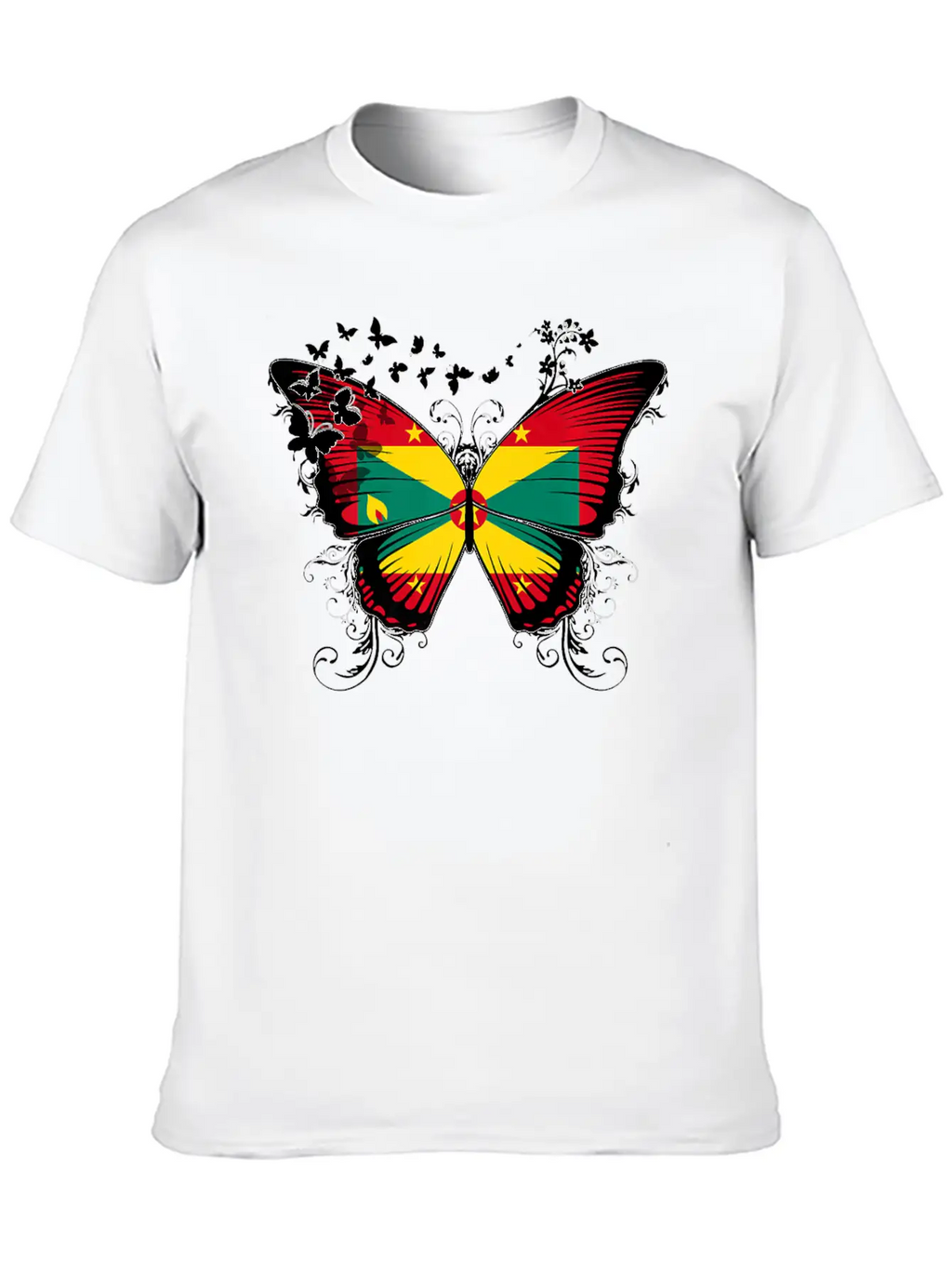 Grenada Flag Design Grenadian Flag Butterfly Stylish Everyday T-Shirt – Unisex Basic Cotton Tee
