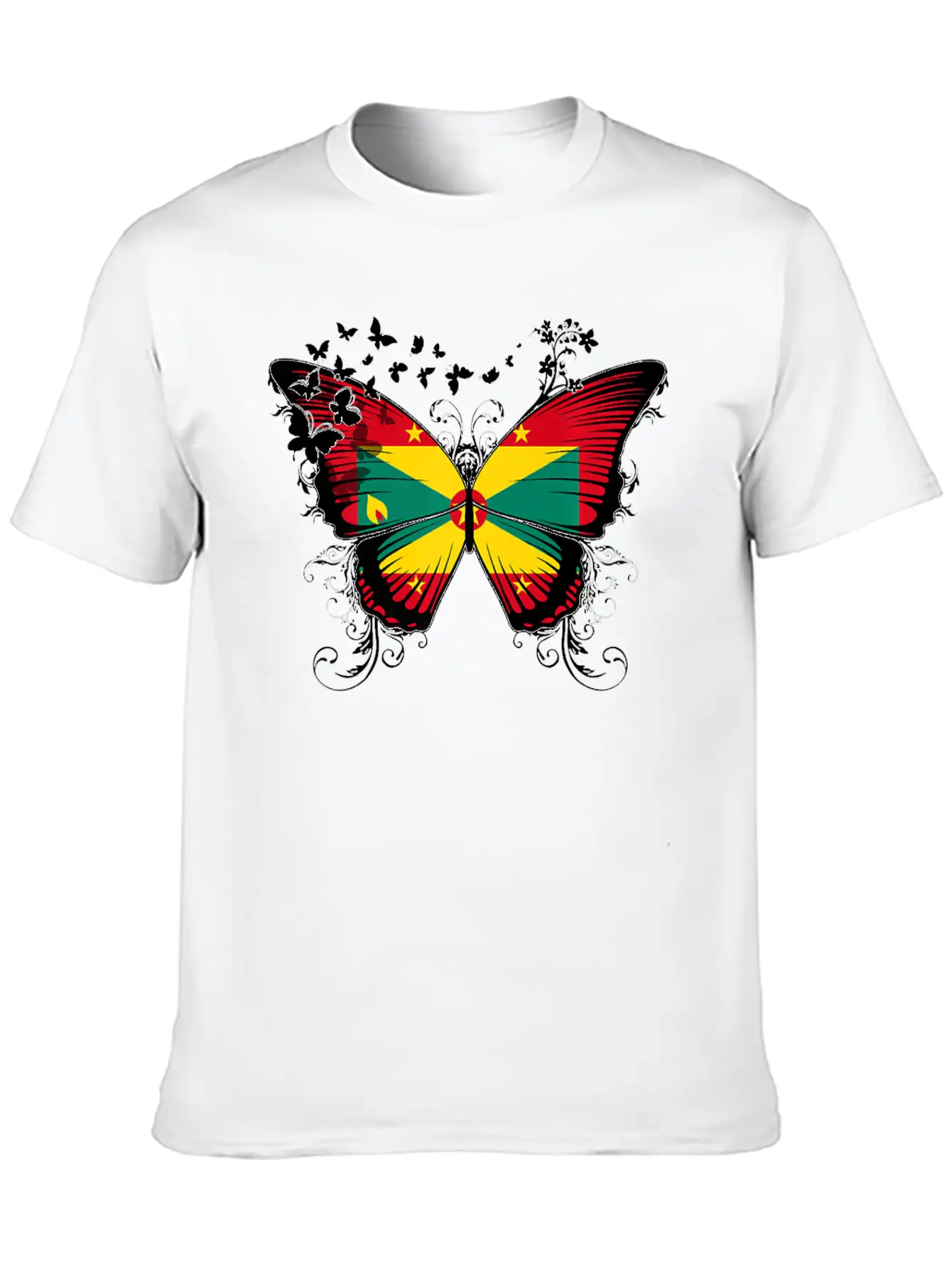 Grenada Flag Design Grenadian Flag Butterfly Stylish Everyday T-Shirt – Unisex Basic Cotton Tee