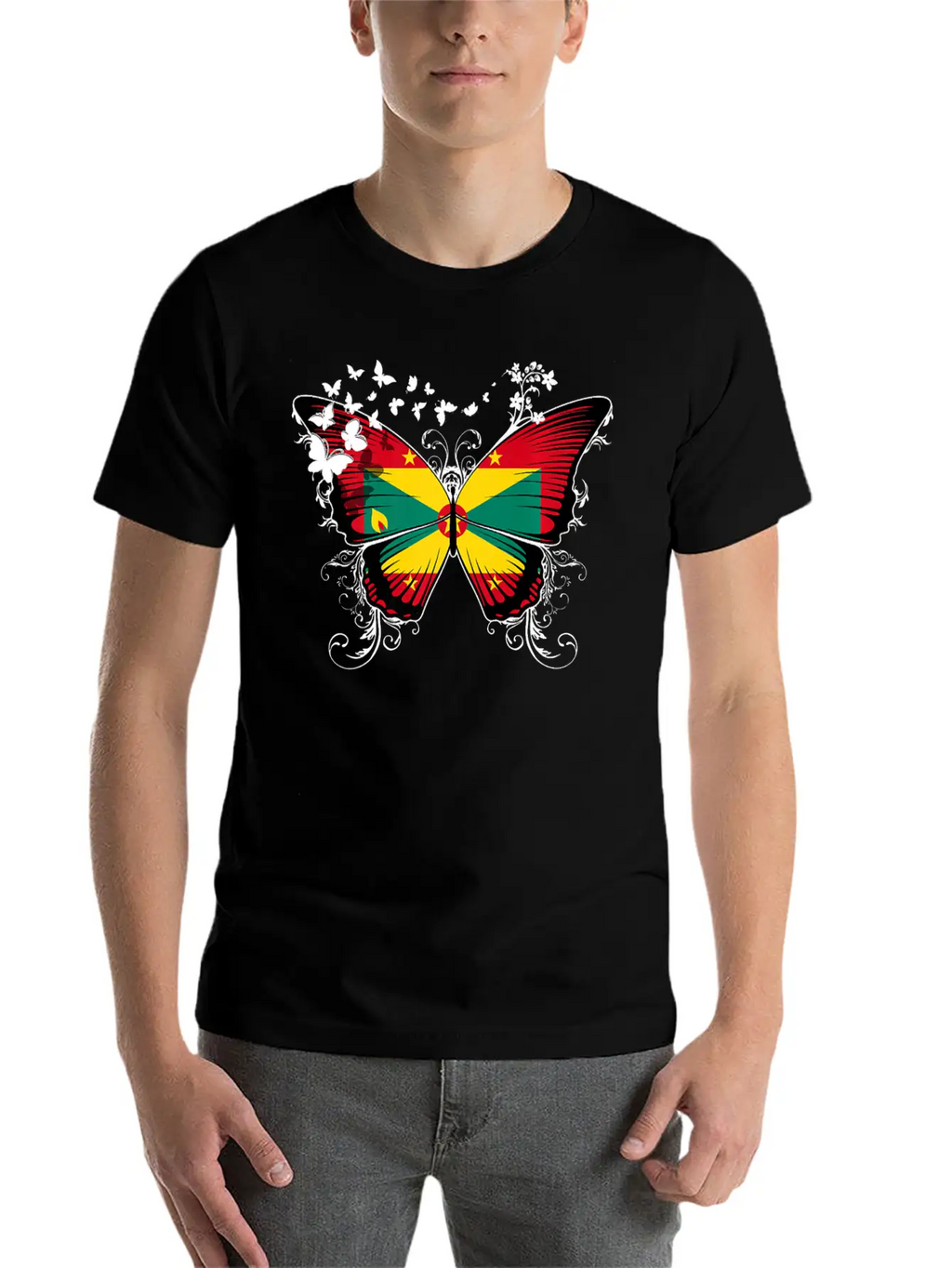 Grenada Flag Design Grenadian Flag Butterfly Stylish Everyday T-Shirt – Unisex Basic Cotton Tee