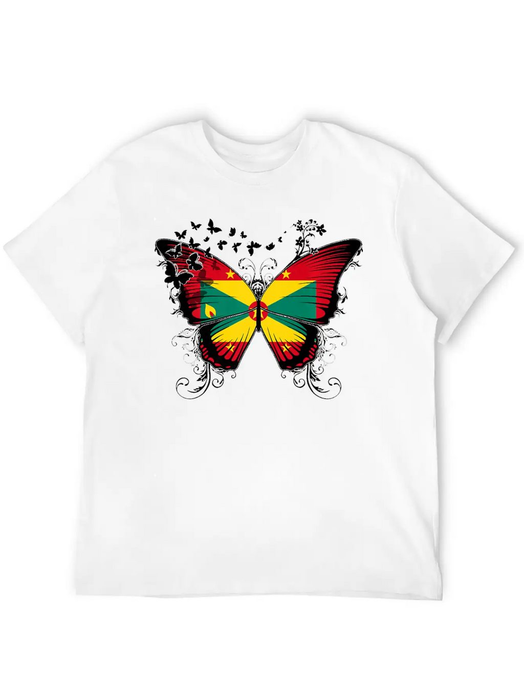 Grenada Flag Design Grenadian Flag Butterfly Stylish Everyday T-Shirt – Unisex Basic Cotton Tee