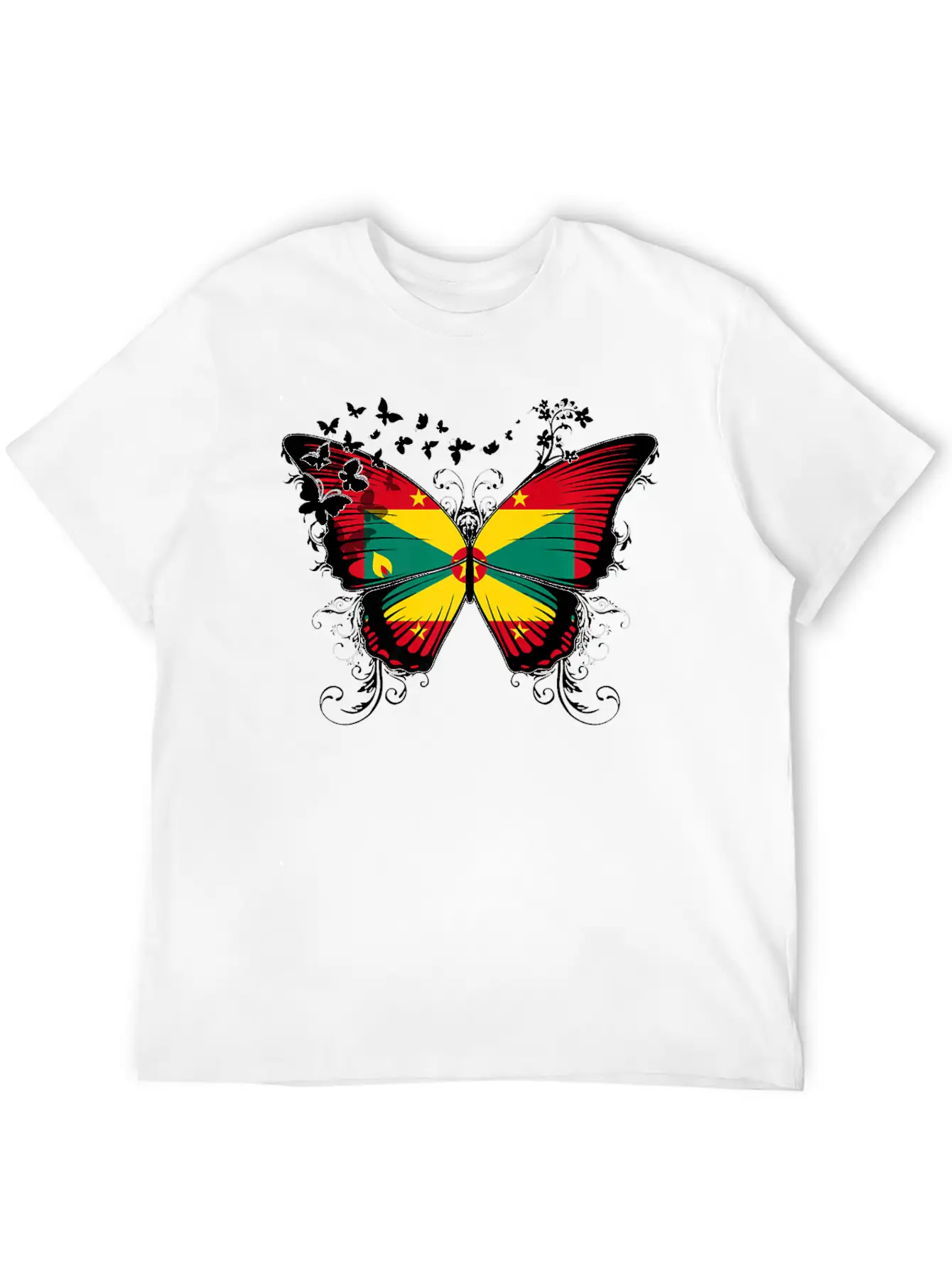 Grenada Flag Design Grenadian Flag Butterfly Stylish Everyday T-Shirt – Unisex Basic Cotton Tee