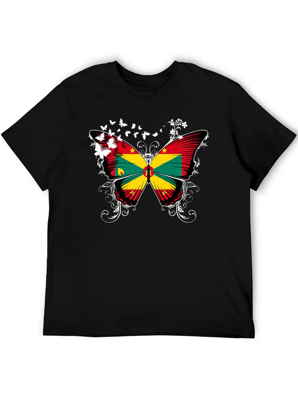 Grenada Flag Design Grenadian Flag Butterfly Stylish Everyday T-Shirt – Unisex Basic Cotton Tee