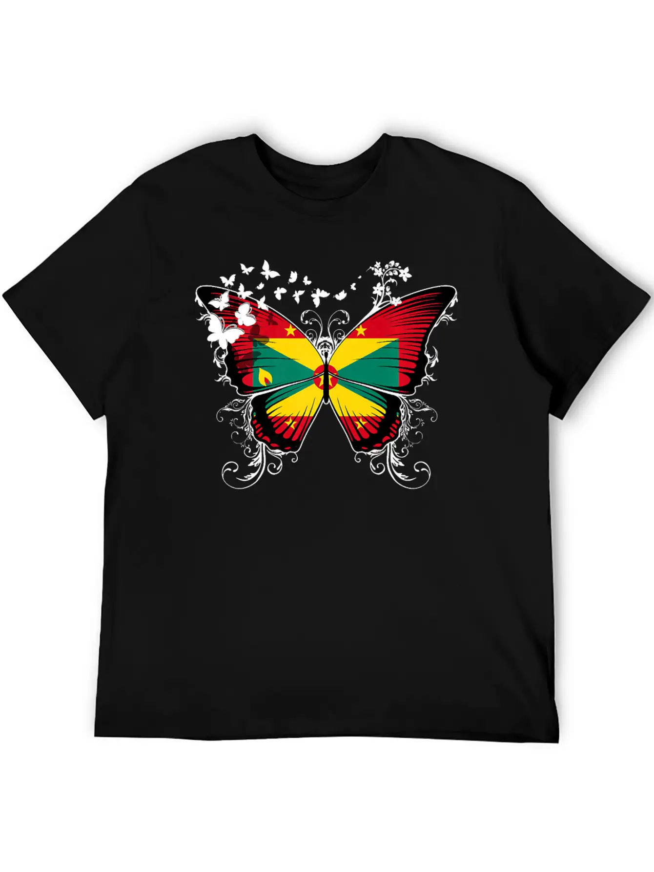 Grenada Flag Design Grenadian Flag Butterfly Stylish Everyday T-Shirt – Unisex Basic Cotton Tee