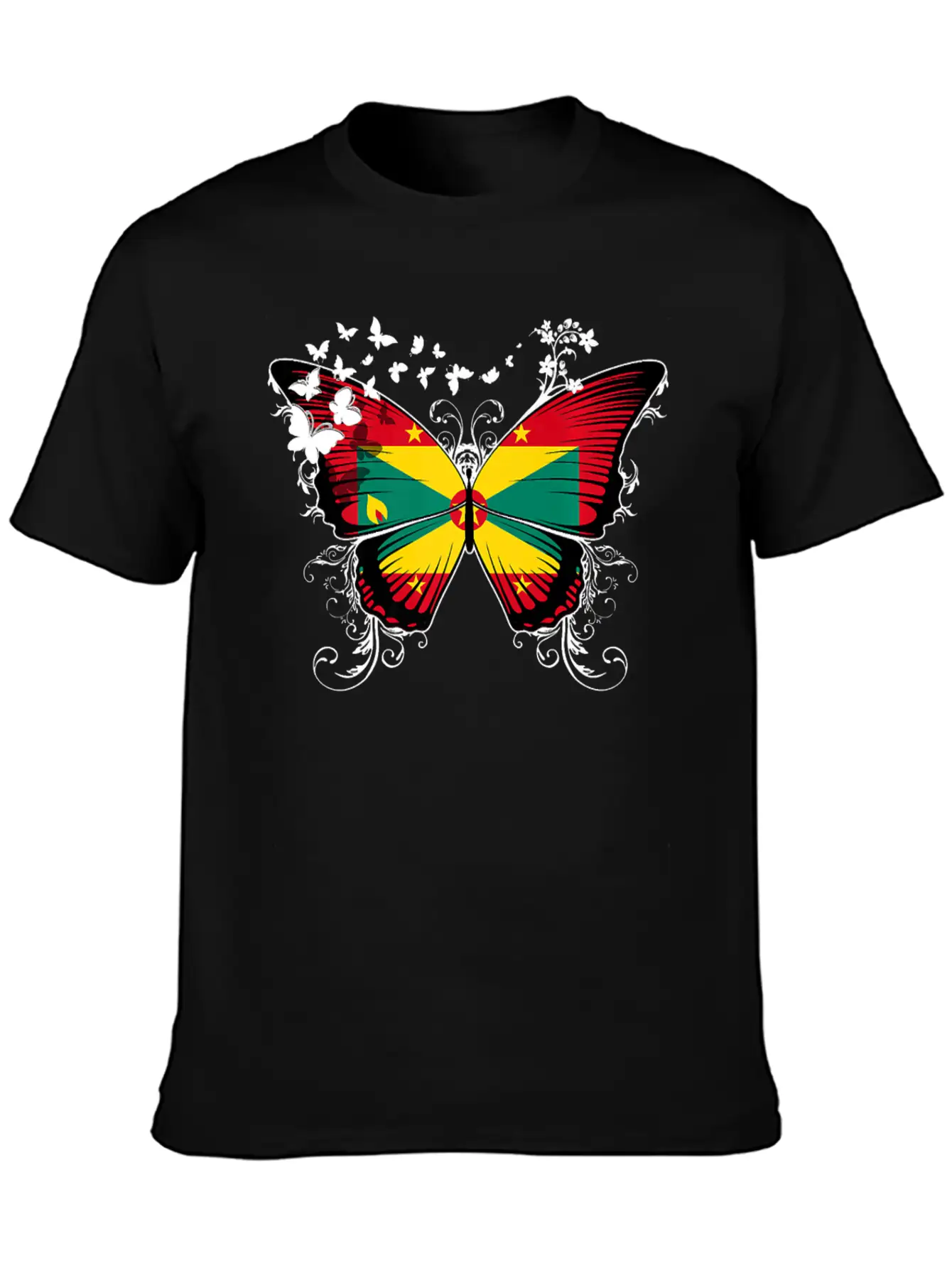 Grenada Flag Design Grenadian Flag Butterfly Stylish Everyday T-Shirt – Unisex Basic Cotton Tee