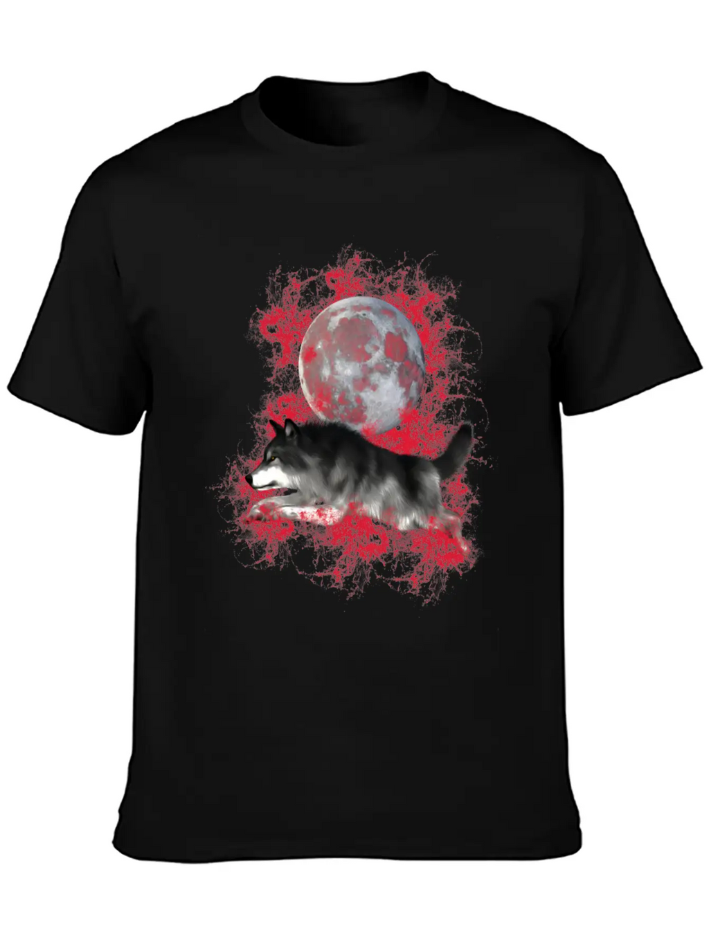 Grey Wolf, Red Splashes Classic Cotton Tee – Unisex Comfort For Any Season