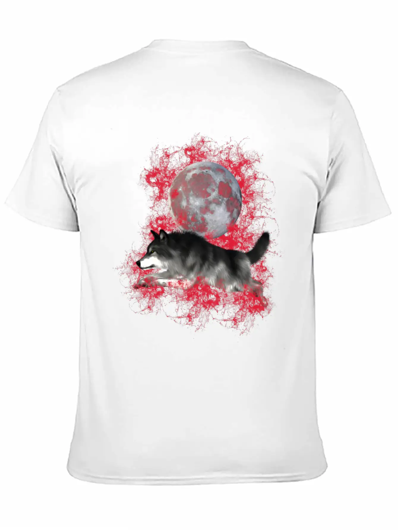 Grey Wolf, Red Splashes Classic Cotton Tee – Unisex Comfort For Any Season