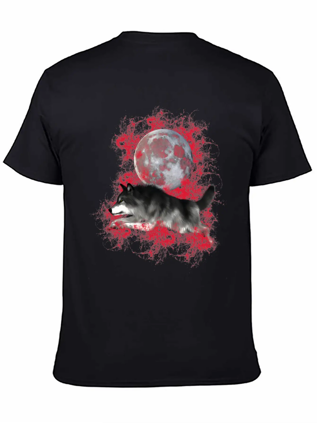 Grey Wolf, Red Splashes Classic Cotton Tee – Unisex Comfort For Any Season