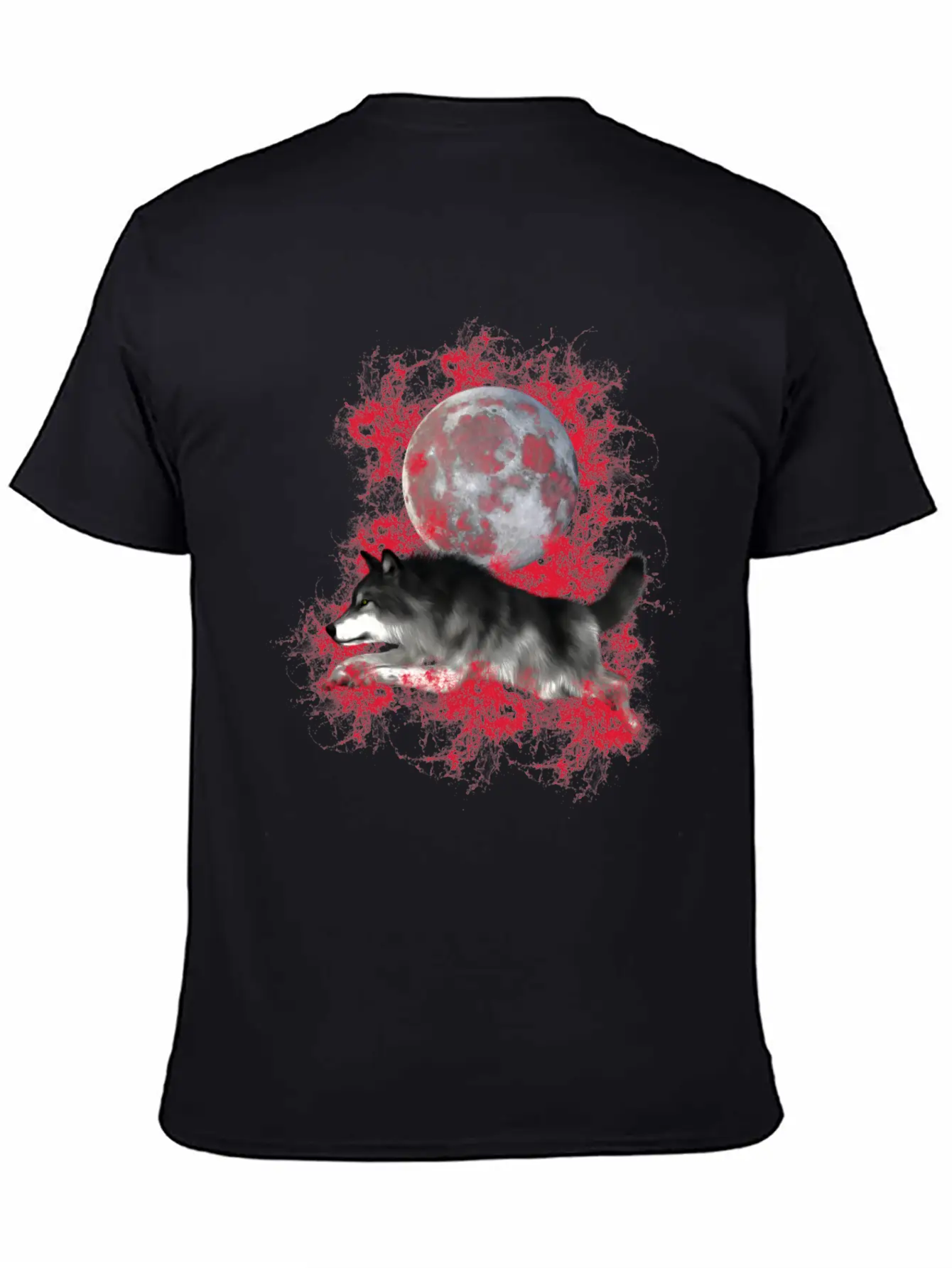 Grey Wolf, Red Splashes Classic Cotton Tee – Unisex Comfort For Any Season