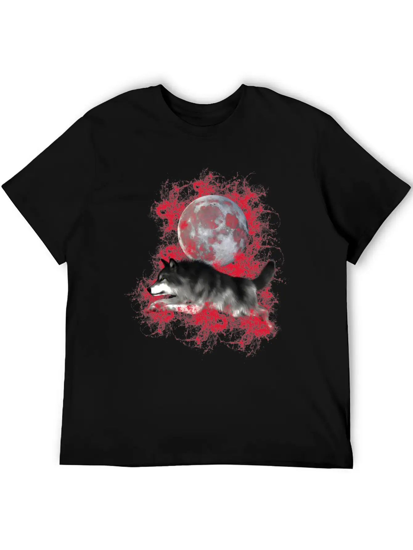 Grey Wolf, Red Splashes Classic Cotton Tee – Unisex Comfort For Any Season