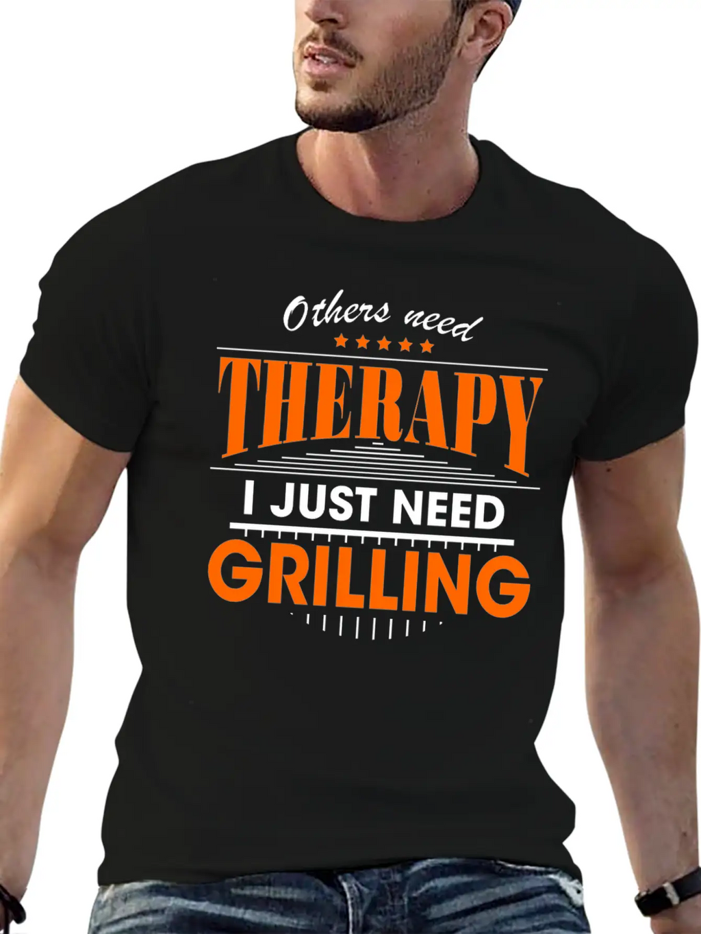 Grilling Is My Therapy Breathable Graphic T-Shirt – Perfect For Casual Days