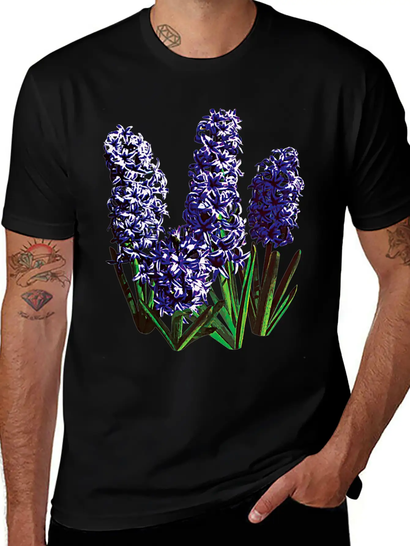 Group Of Purple Hyacinths Breathable Graphic T-Shirt – Perfect For Casual Days
