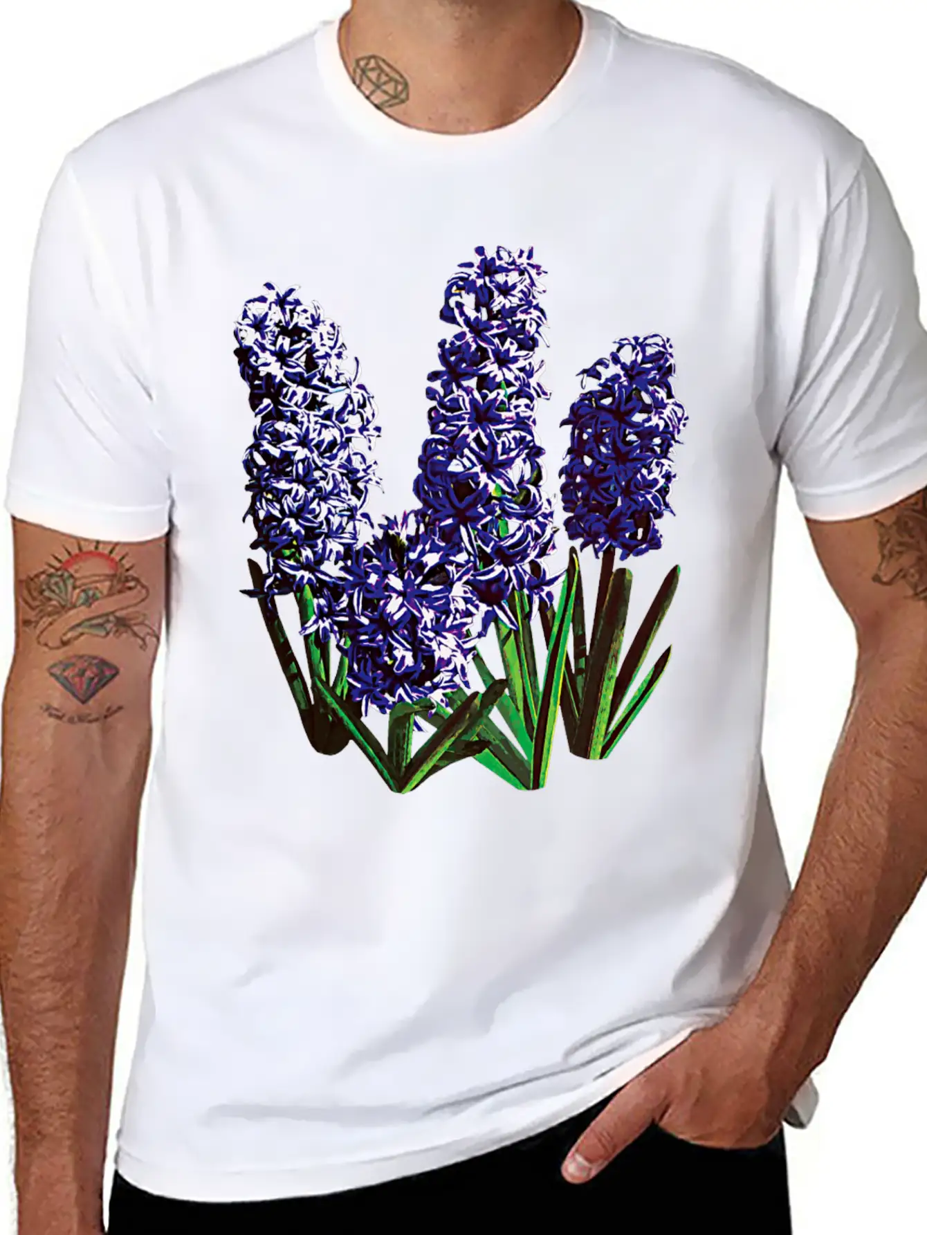 Group Of Purple Hyacinths Breathable Graphic T-Shirt – Perfect For Casual Days