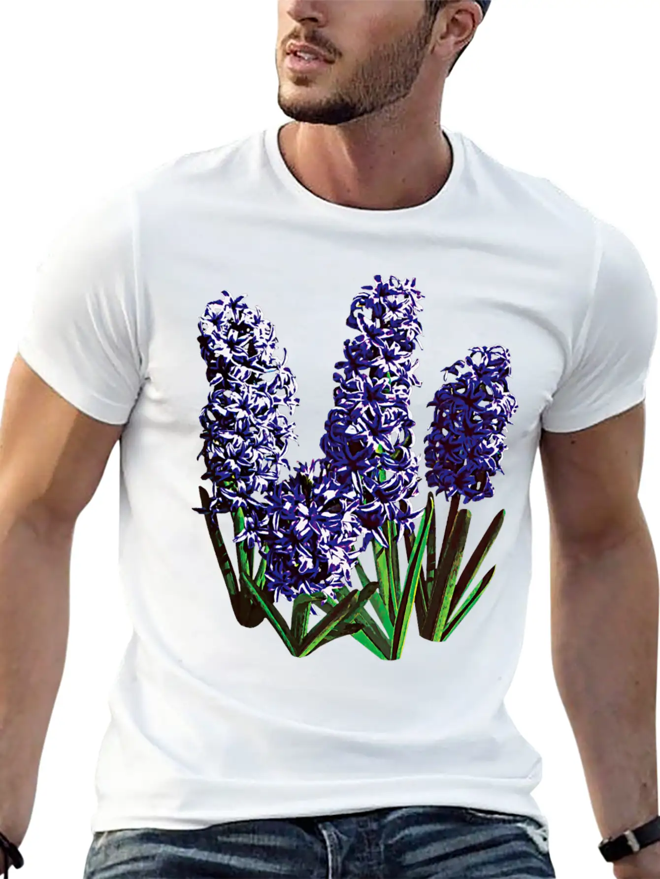 Group Of Purple Hyacinths Breathable Graphic T-Shirt – Perfect For Casual Days