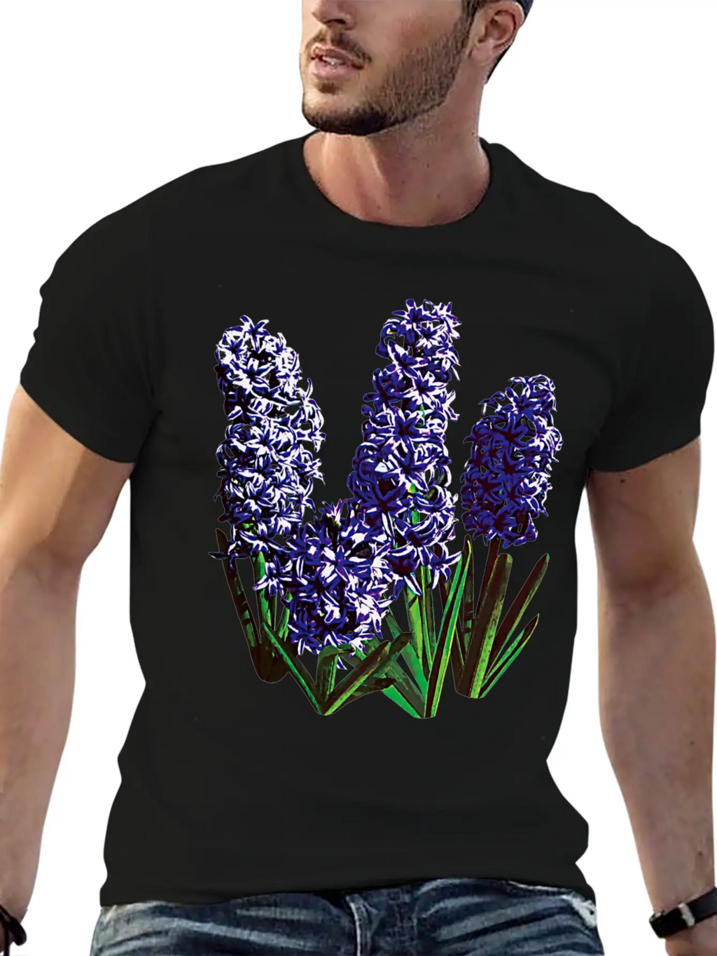 Group Of Purple Hyacinths Breathable Graphic T-Shirt – Perfect For Casual Days